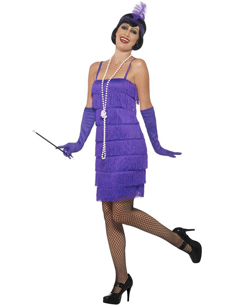 20s Purple Flapper Women's Costume - Vintage 1920s Gatsby Party Dress for Halloween, Roaring Twenties Theme Party & Cosplay