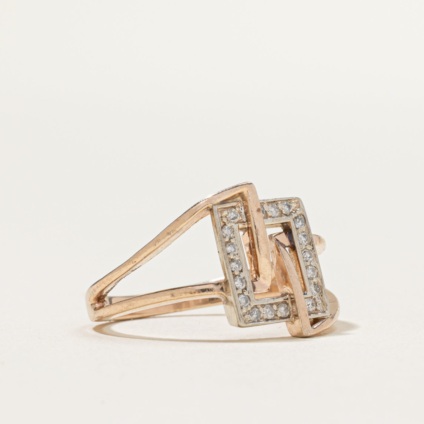 0.14ctw Geometric Diamond Ring for Women - Size 6.75 - Elegant Wedding, Engagement & Anniversary Jewelry Gift