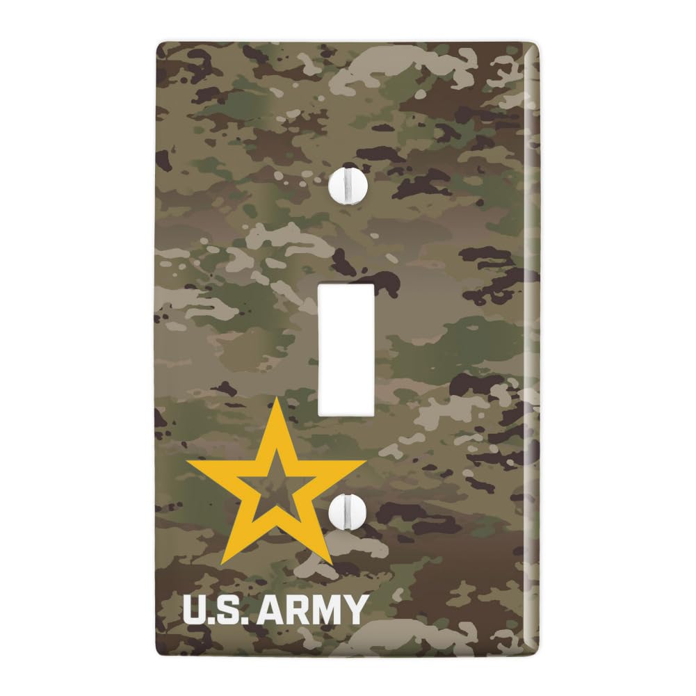 U.S. Army Camo Plastic Wall Decor Light Switch Plate Cover - Military Themed Toggle Switch Plate for Home, Office & Barracks Decor