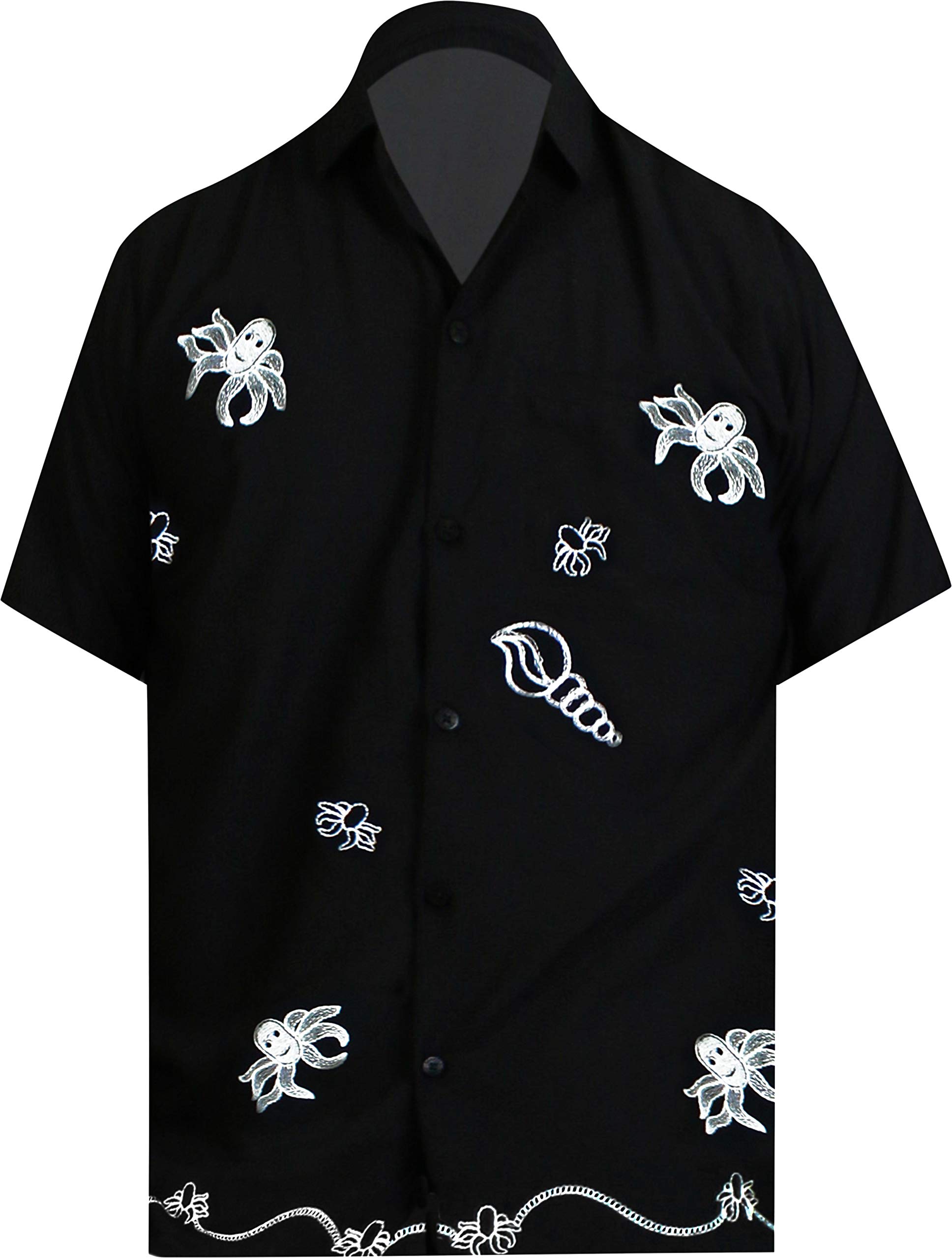 LA LEELA Men's Short Sleeve Button Down Shirt - Casual & Business Wear, Camping & Beach Vacation Shirt with Pocket | Perfect for Office, Outdoor Adventures & Summer Travel