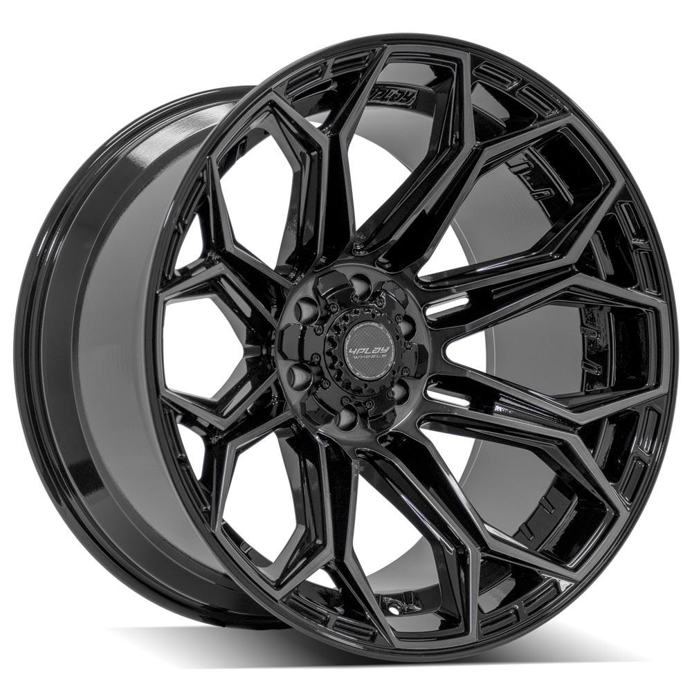 4Play Gen3 4P83 22x12.0 Gloss Black Wheels with Brushed Face & Tinted Clear - 44 Offset, 6x139.7/6x135mm Bolt Pattern, 106.1mm Hub - Perfect for Off-Road Trucks, SUVs, and Custom Builds