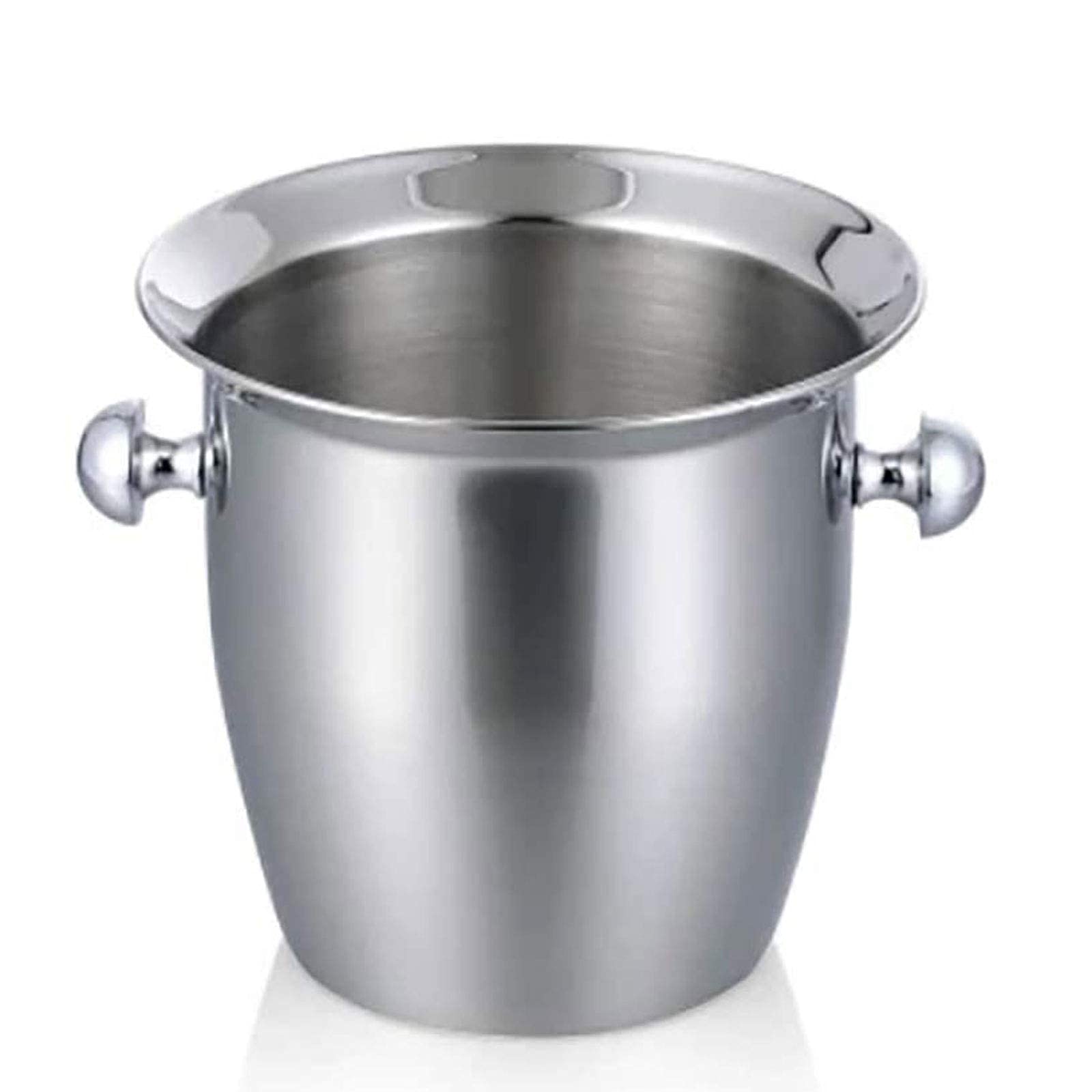 FMOGE 2L/5L Stainless Steel Double Wall Insulated Ice Bucket with Tongs - Beer & Wine Cooler for Parties, BBQs, and Outdoor Gatherings (Large, Silver)