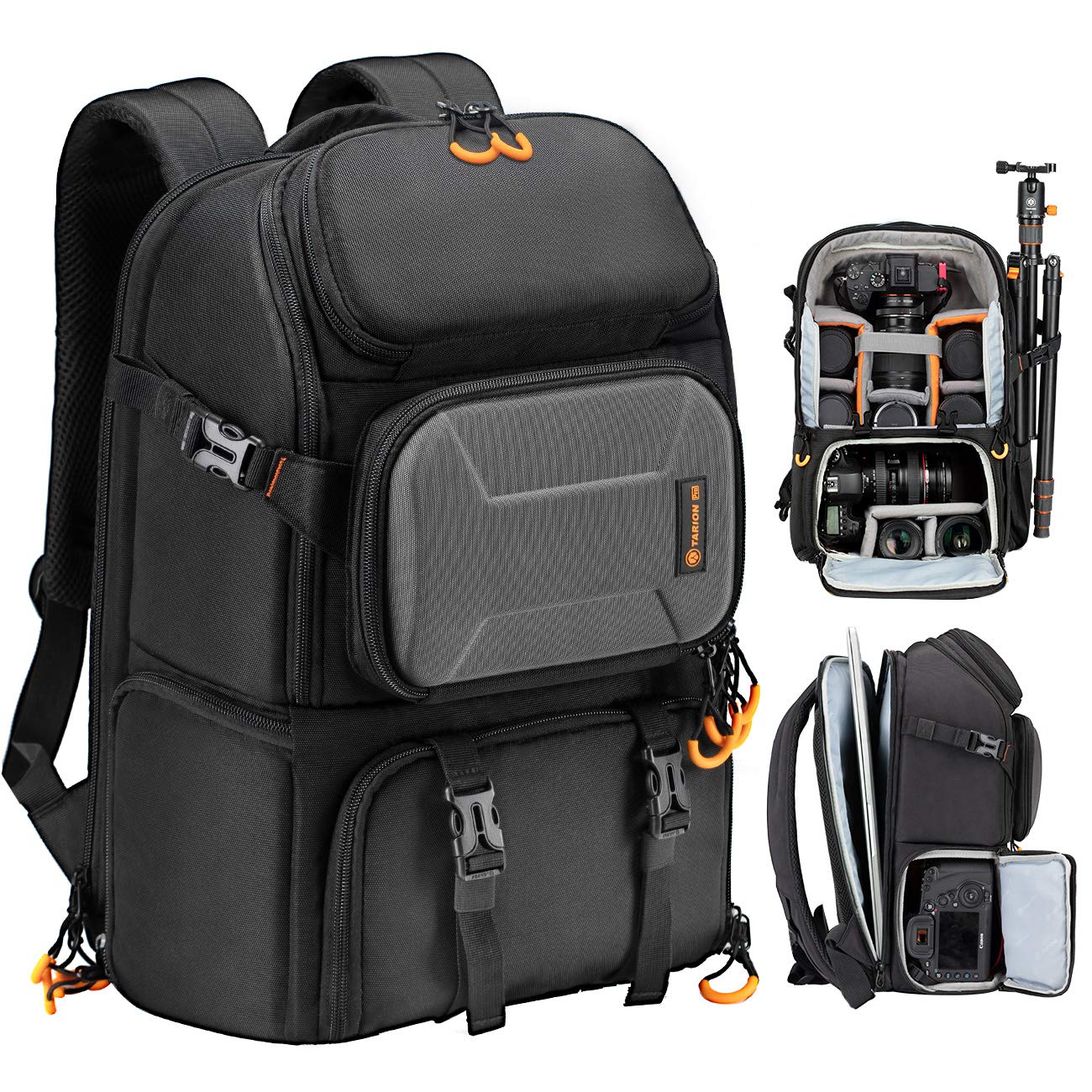 TARION Professional Large Camera Backpack with Laptop Compartment & Overhead Video Stand Articulating Arm - Durable Hiking Camera Bag with Desktop Phone Mount Holder for DSLR, Mirrorless Cameras - Perfect for Video Filming, Livestreaming, YouTube Content Creation & Outdoor Photography