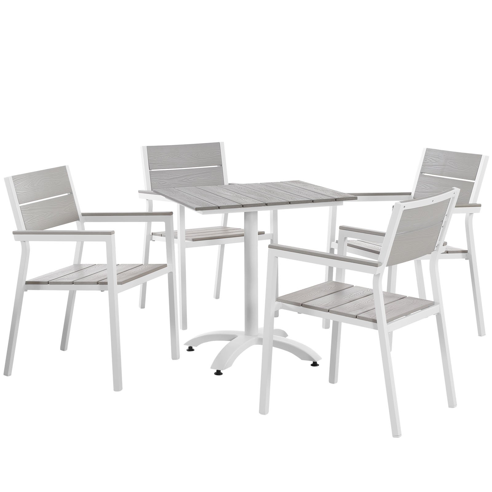 White Light Gray Maine 3-Piece Outdoor Patio Dining Set - Perfect for Backyard, Garden, Poolside & Balcony Relaxation