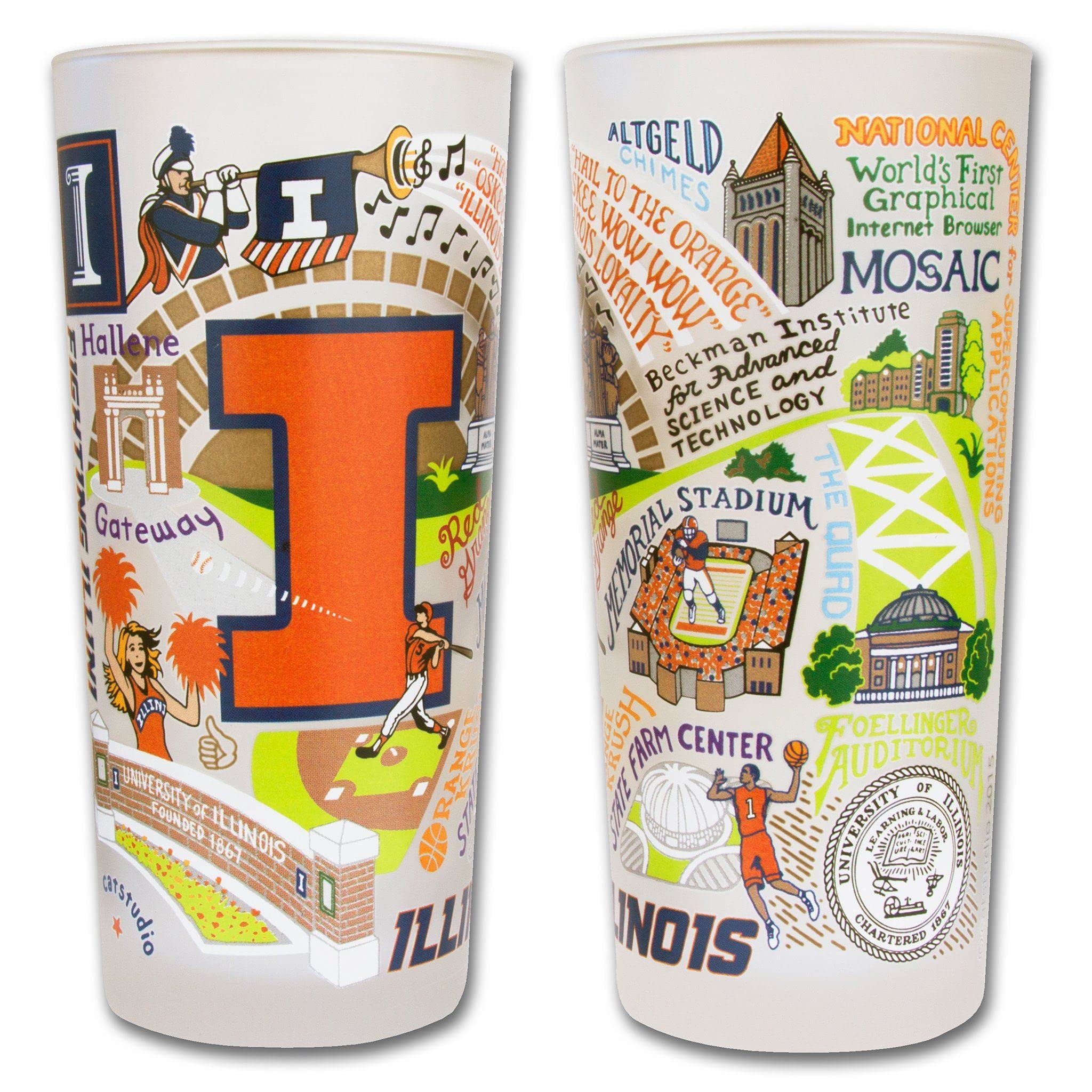 University of Illinois Drinking Glass - 15oz Dishwasher Safe Tumbler for UIUC & UIC Alumni, College Themed Glass Cup for Kitchen, Dorm, Office & Game Day Parties
