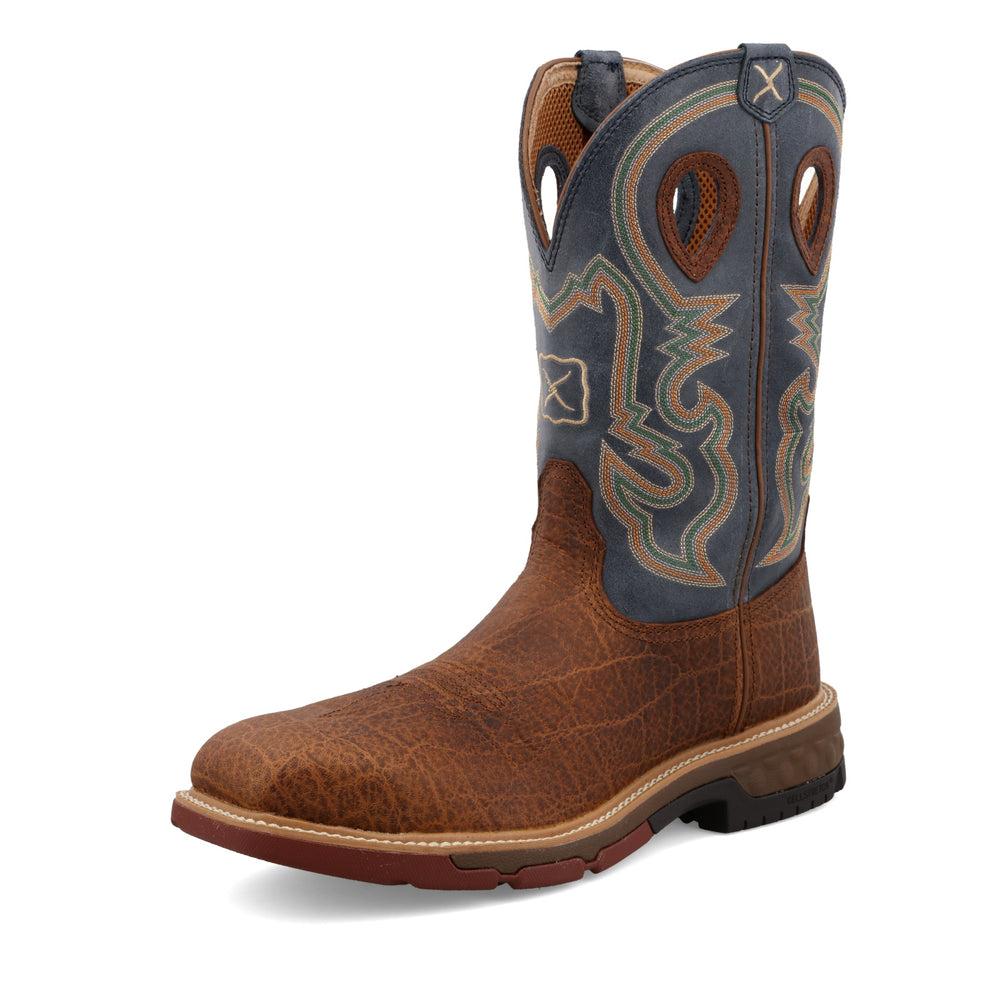 Men's 12 Inch Western Work Boots - Durable Leather Cowboy Boots for Ranch Work & Outdoor Activities