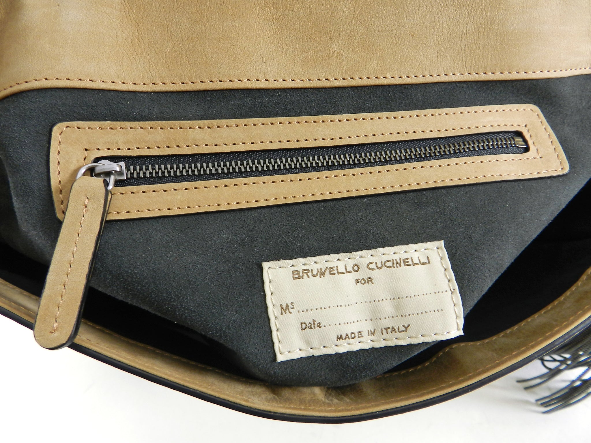 Brunello Cucinelli Genuine Nubuck Leather Crossbody Bag for Women - Light Tan Shoulder Purse - Perfect for Travel, Shopping & Everyday Use