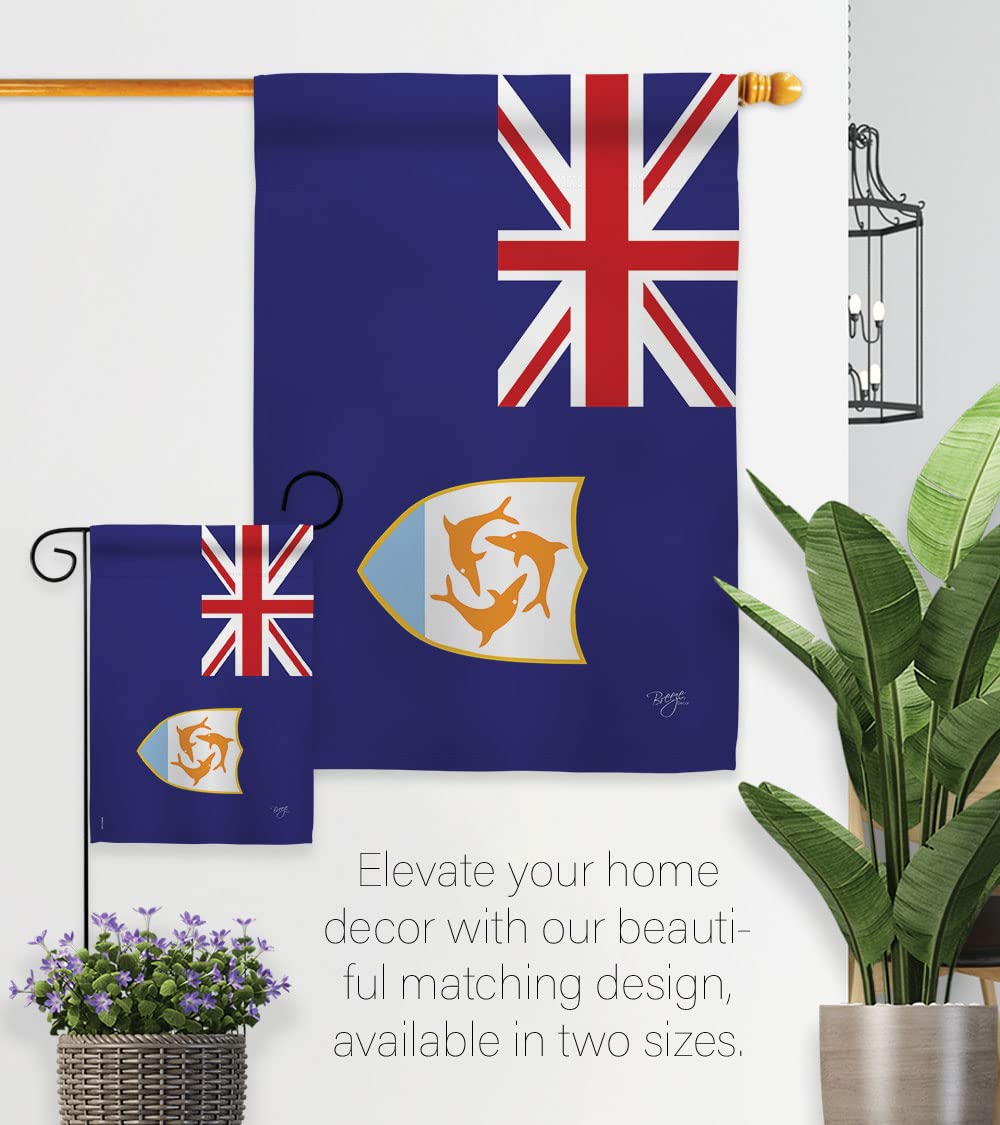Breeze Decor Anguilla Garden Flag Set with Stand - Double-Sided Yard Decoration for Home & Gifts