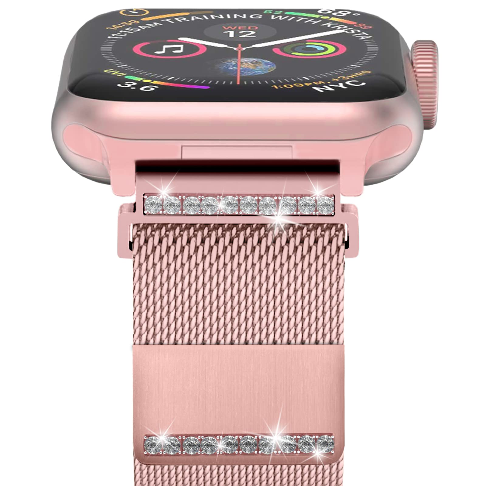 Premium Stainless Steel Magnetic Milanese Loop Band for Apple Watch 38/40/41/42/44/45mm - Compatible with iWatch Series SE/7/6/5/4/3/2/1 - Elegant Diamond Charms Closure for Men & Women - Perfect for Workouts, Office Wear & Everyday Fashion