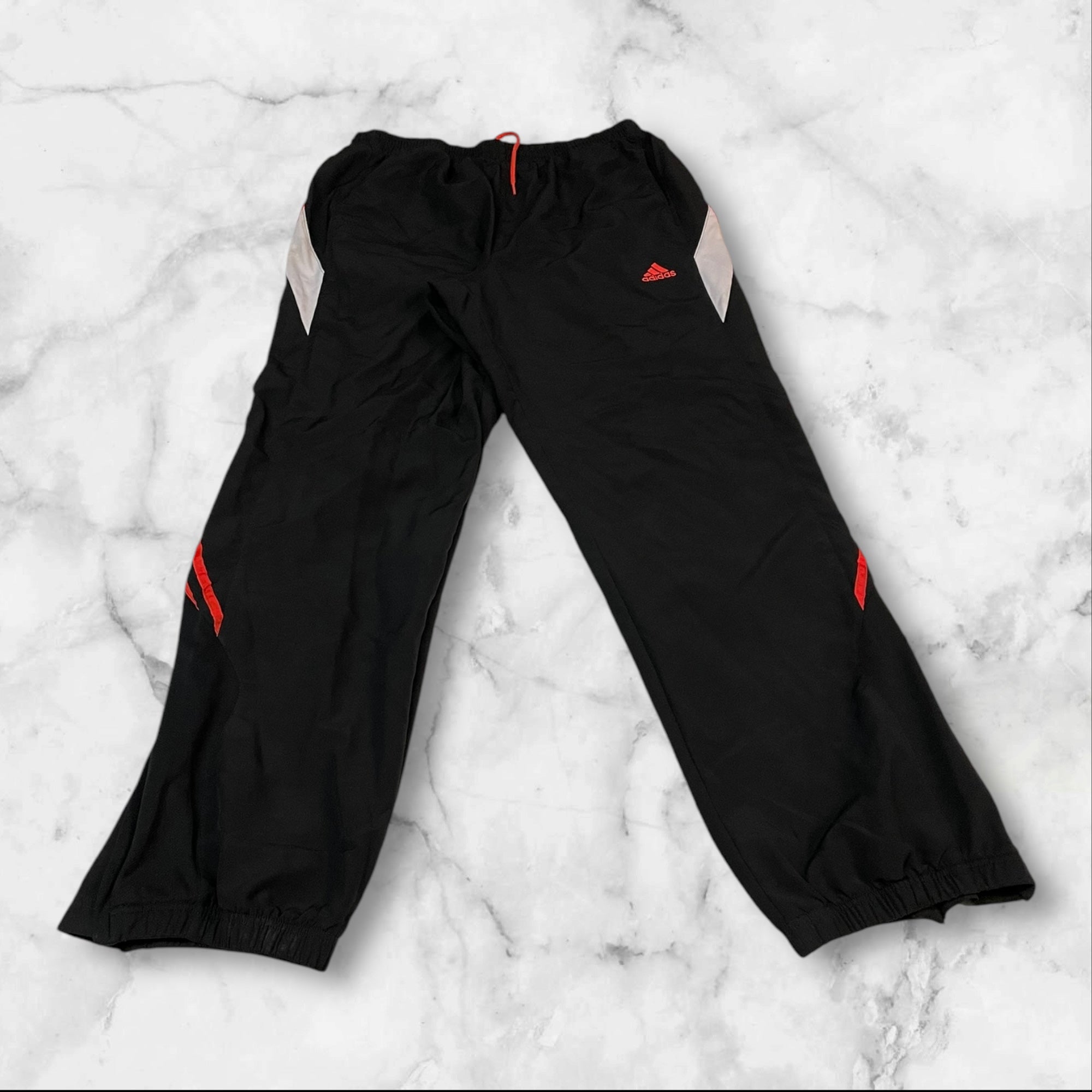 Adidas Vintage Trackpants - Baggy Nylon Joggers with Water-Resistant Shell (Size L) | Retro Streetwear for Men | Gym, Casual & Outdoor Activities