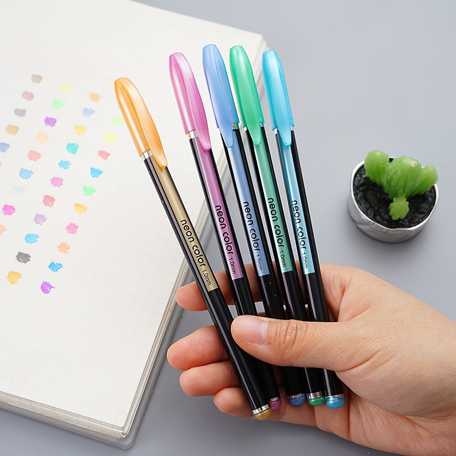 YYMIYU Glitter Gel Pens Set - 72 Vibrant Neon Colors with Canvas Bag for Adult Coloring Books, Journaling, Crafting, Doodling & Drawing - Perfect for Art Projects, Scrapbooking & DIY Gift Making