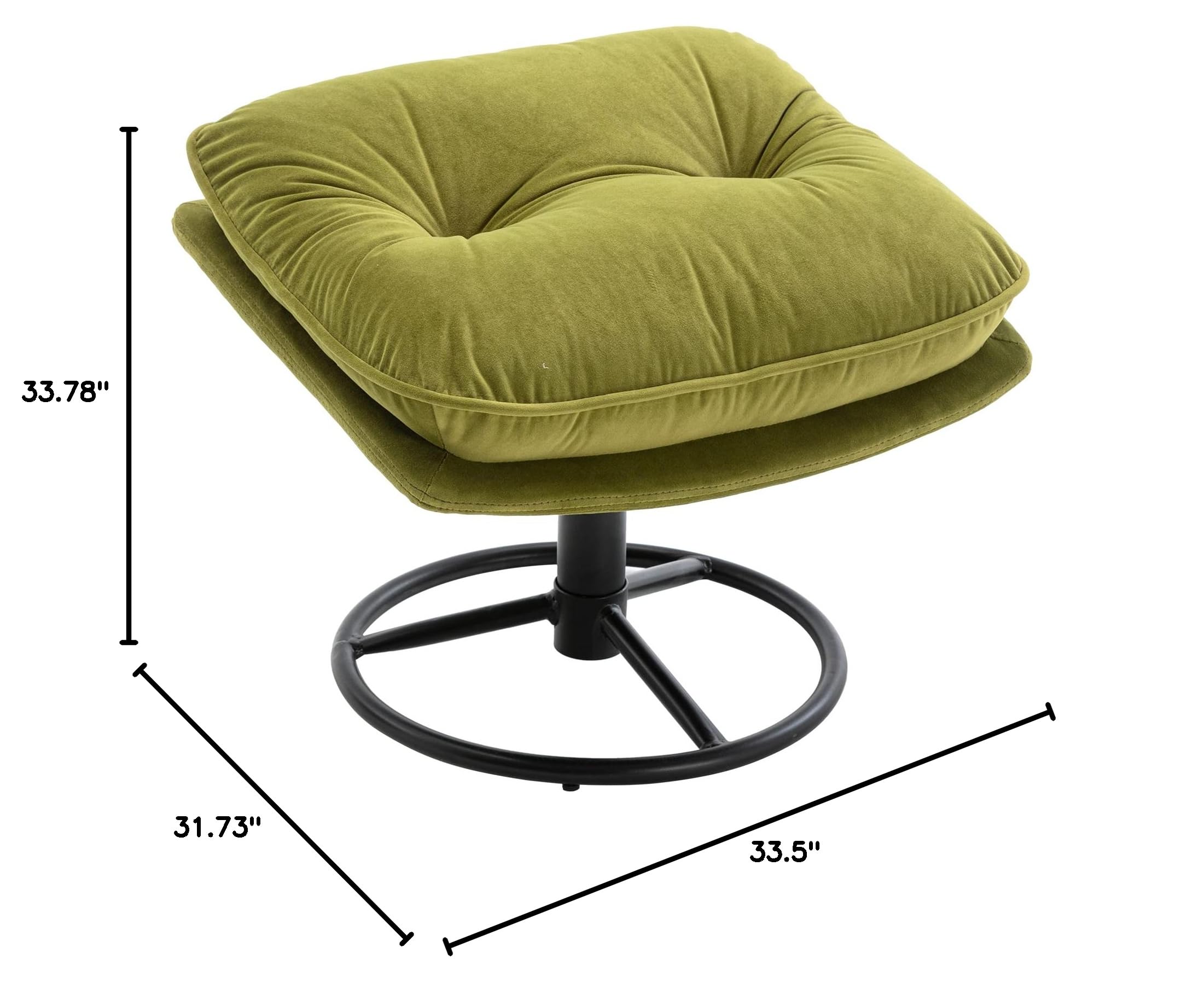 Velvet Swivel Accent Lounge Chair with Ottoman - Modern Cozy Living Room Chair for TV Watching, Reading & Relaxing - Upholstered Lazy Sofa & Chase Lounger for Bedroom, Living Room & Reading Nook (Green)