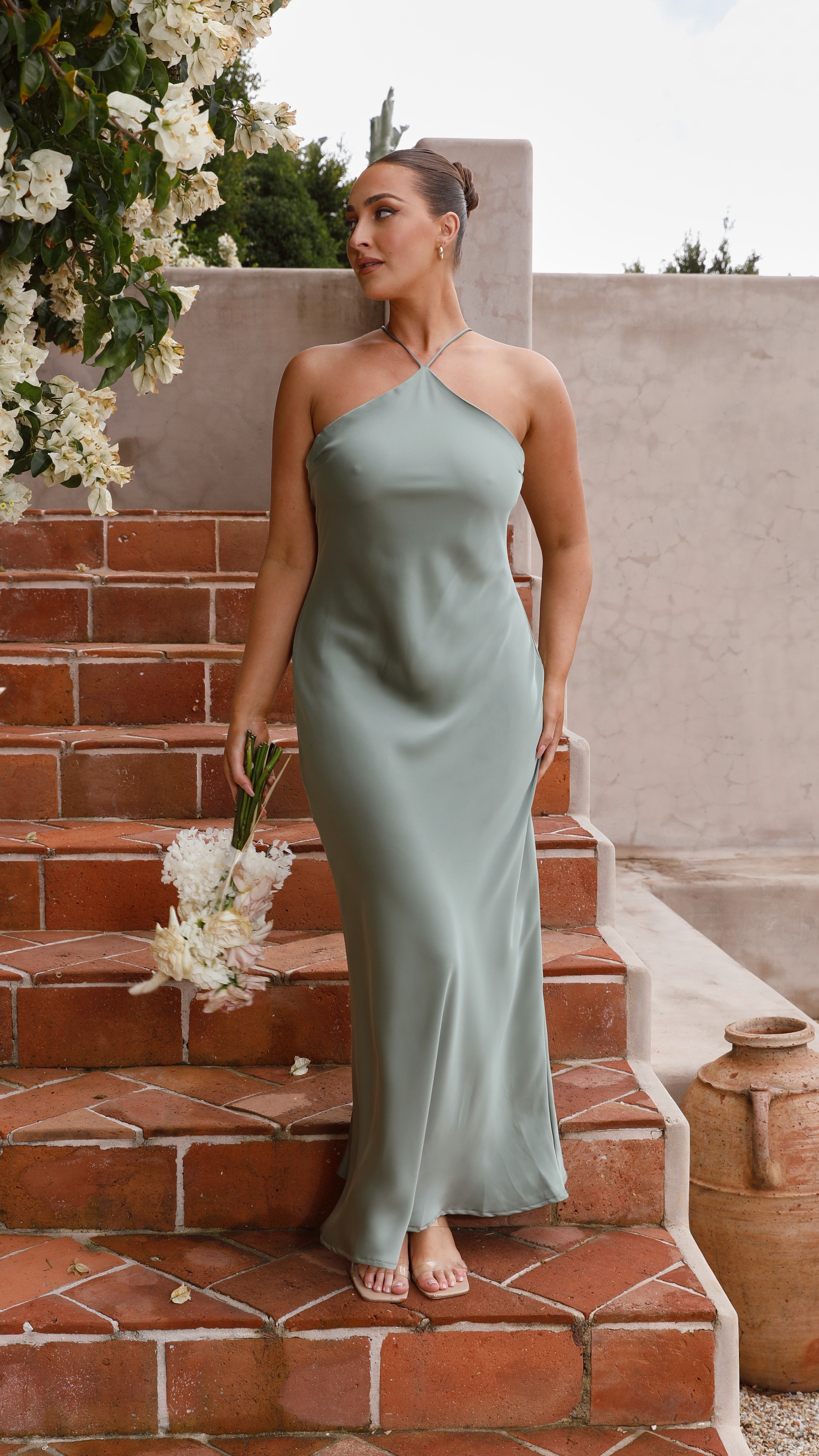 Chiara Maxi Dress for Women - Elegant Long Flowy Green Dress for Summer, Beach, and Casual Outings