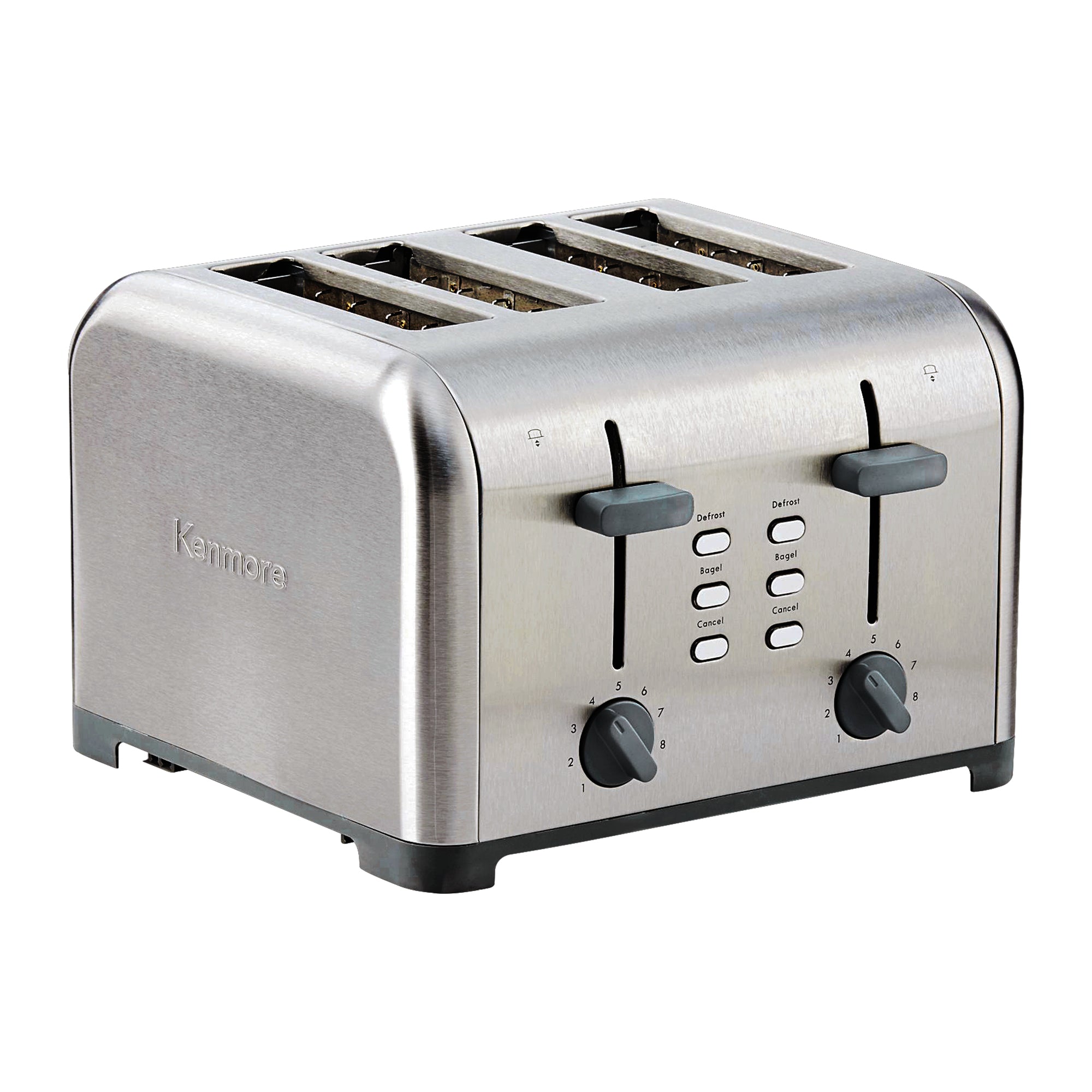 Kenmore 4 Slice Stainless Steel Toaster with Dual Controls, Extra Wide Slots - Bagel & Defrost Functions, 9 Browning Levels, Removable Crumb Tray - Perfect for Bread, Toast, English Muffins & Pastries - Ideal for Breakfast, Brunch & Family Kitchen Use