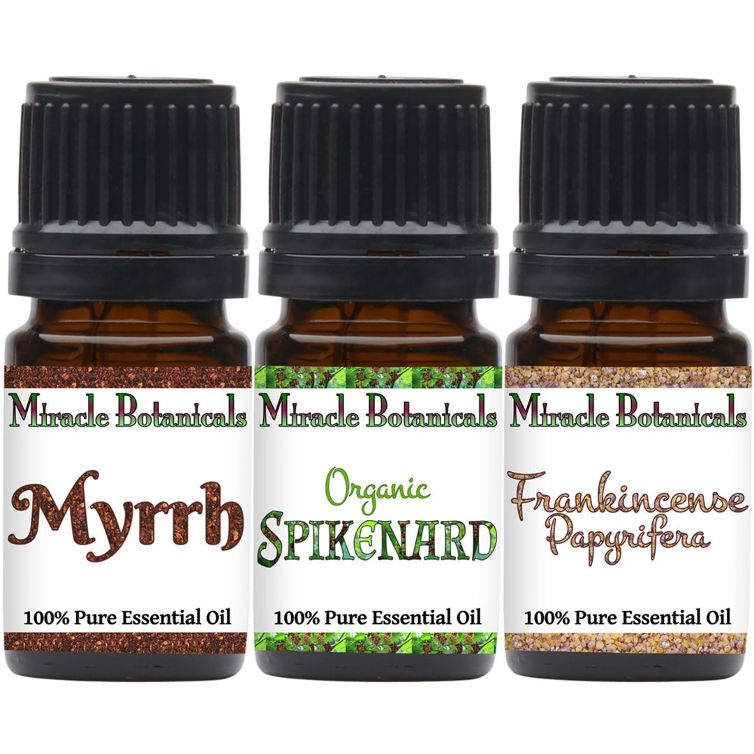 Premium Biblical Essential Oil Trio Set - Frankincense, Myrrh & Spikenard - Holy Anointing Oils for Prayer, Meditation & Spiritual Healing | Gift Set for Christians & Aromatherapy Lovers