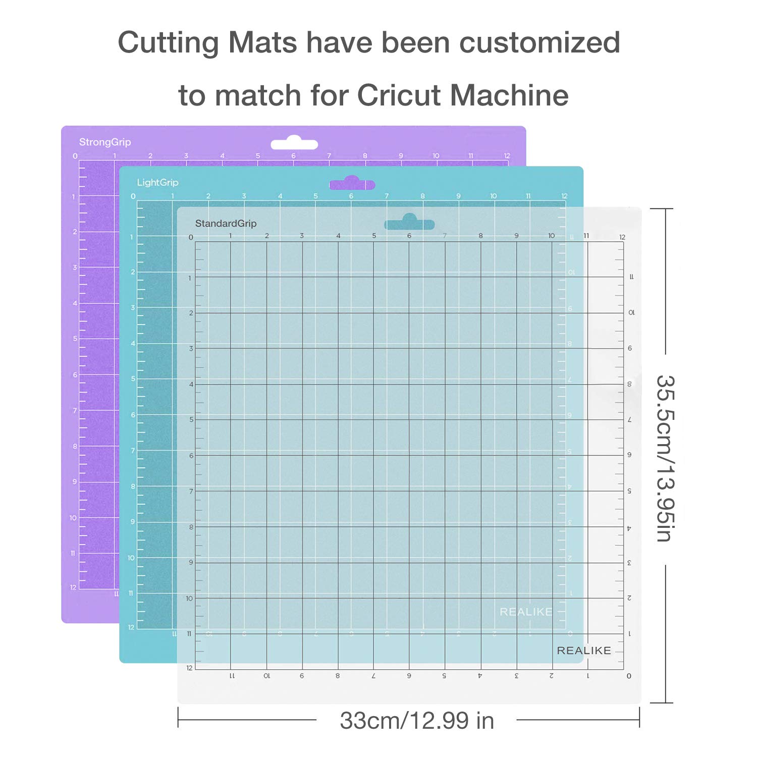 REALIKE 12x12 Inch Self-Healing Cutting Mat - 3 Pack for Cricut Maker 3, Maker, Explore 3, Air 2, Air & One - Non-Slip Gridded Craft Mat with Adhesive Backing - Perfect for DIY Projects, Scrapbooking, Quilting, Sewing & Paper Crafts (Variety Colors)