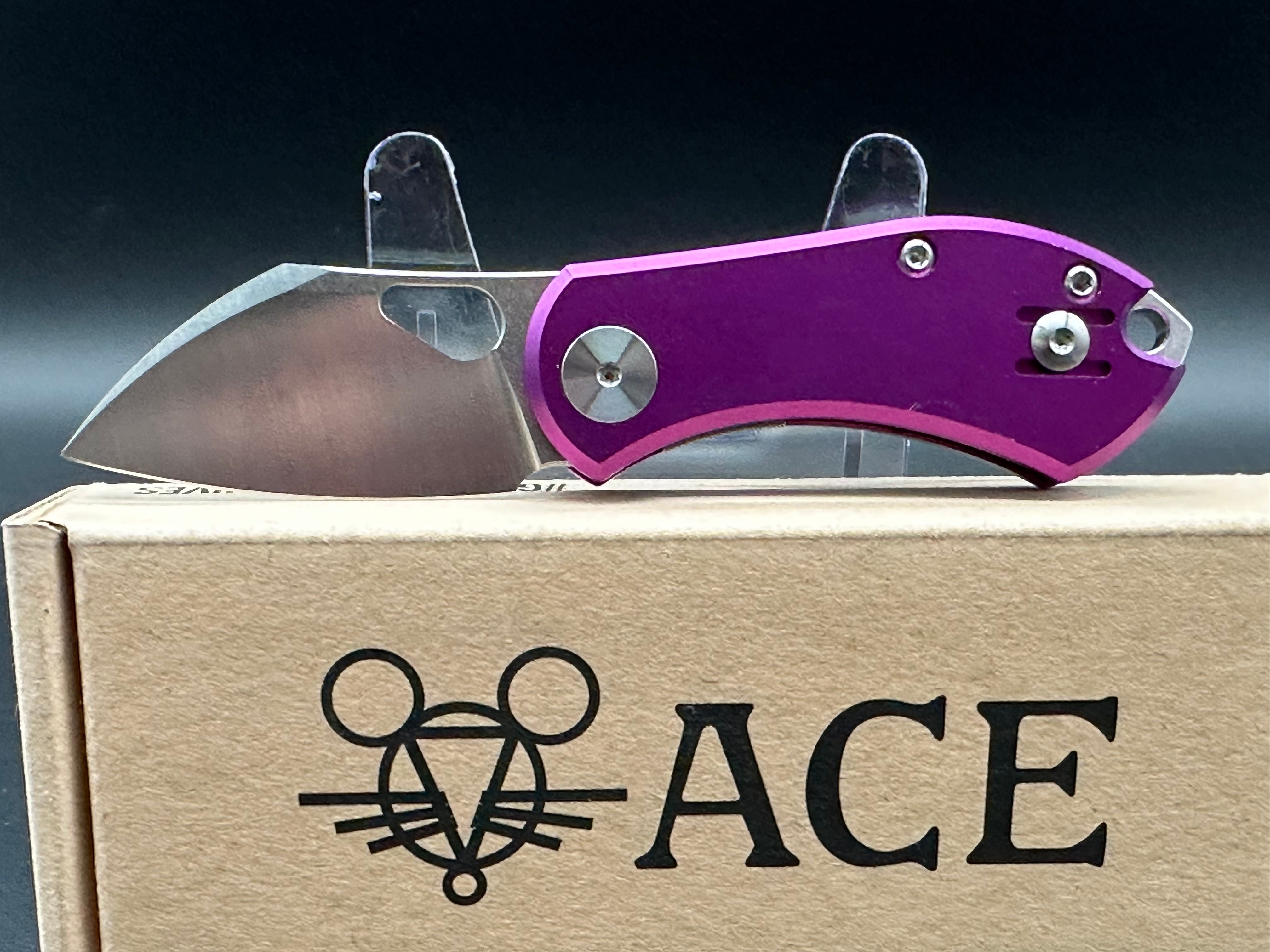 GiantMouse Vox/Anso ACE Nibbler Folding Knife - Purple Aluminum Handle, 1.9
