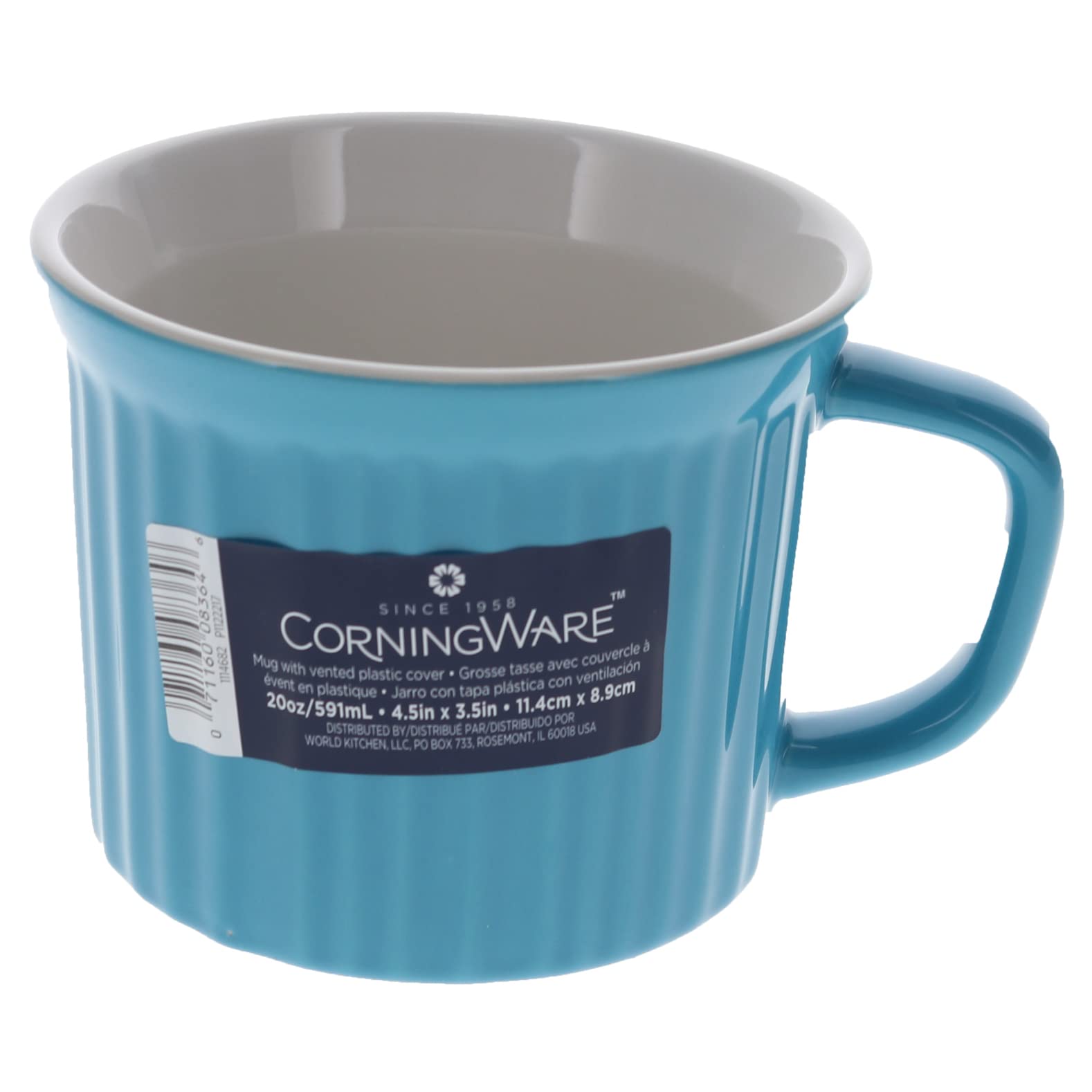 Corningware 20oz Pool Blue Round Soup Mug - Microwave & Oven Safe, Perfect for Soups, Stews, and Hot Beverages