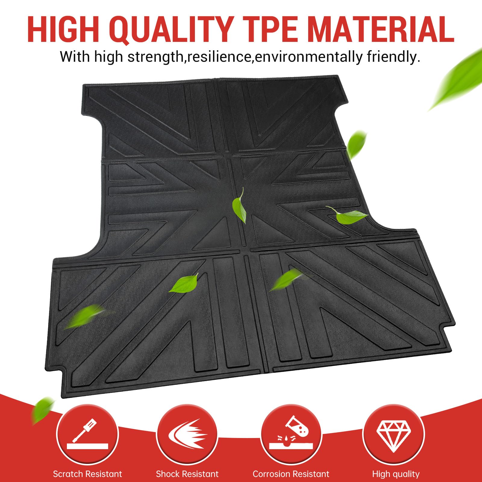 Heavy Duty Truck Bed Mat for 2015-2024 Ford F150 5.5ft Bed | All-Weather Anti-Slip Bed Liner Protector | F-150 Accessories 2023 2024 | Perfect for Hauling, Camping & Outdoor Adventures