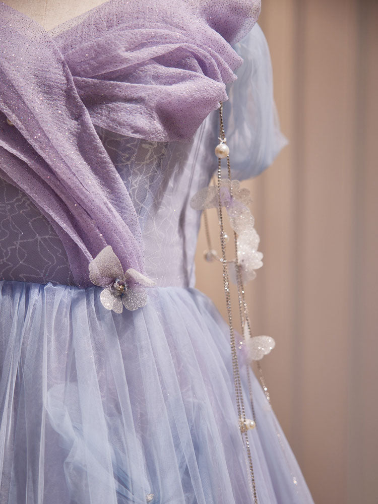 Elegant A-Line Sweetheart Neck Tulle Purple Long Prom Dress | Formal Evening Gown for Homecoming, Ball & Special Occasions