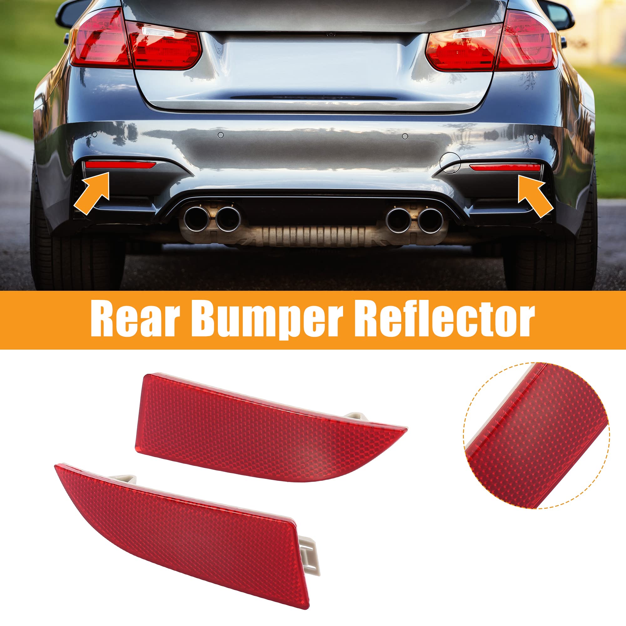 X AUTOHAUX 1 Pair Car Rear Bumper Reflector Strip Cover Left & Right Side for BMW X3 2007-2010 - Replacement Reflectors for Enhanced Night Visibility & Safety Driving