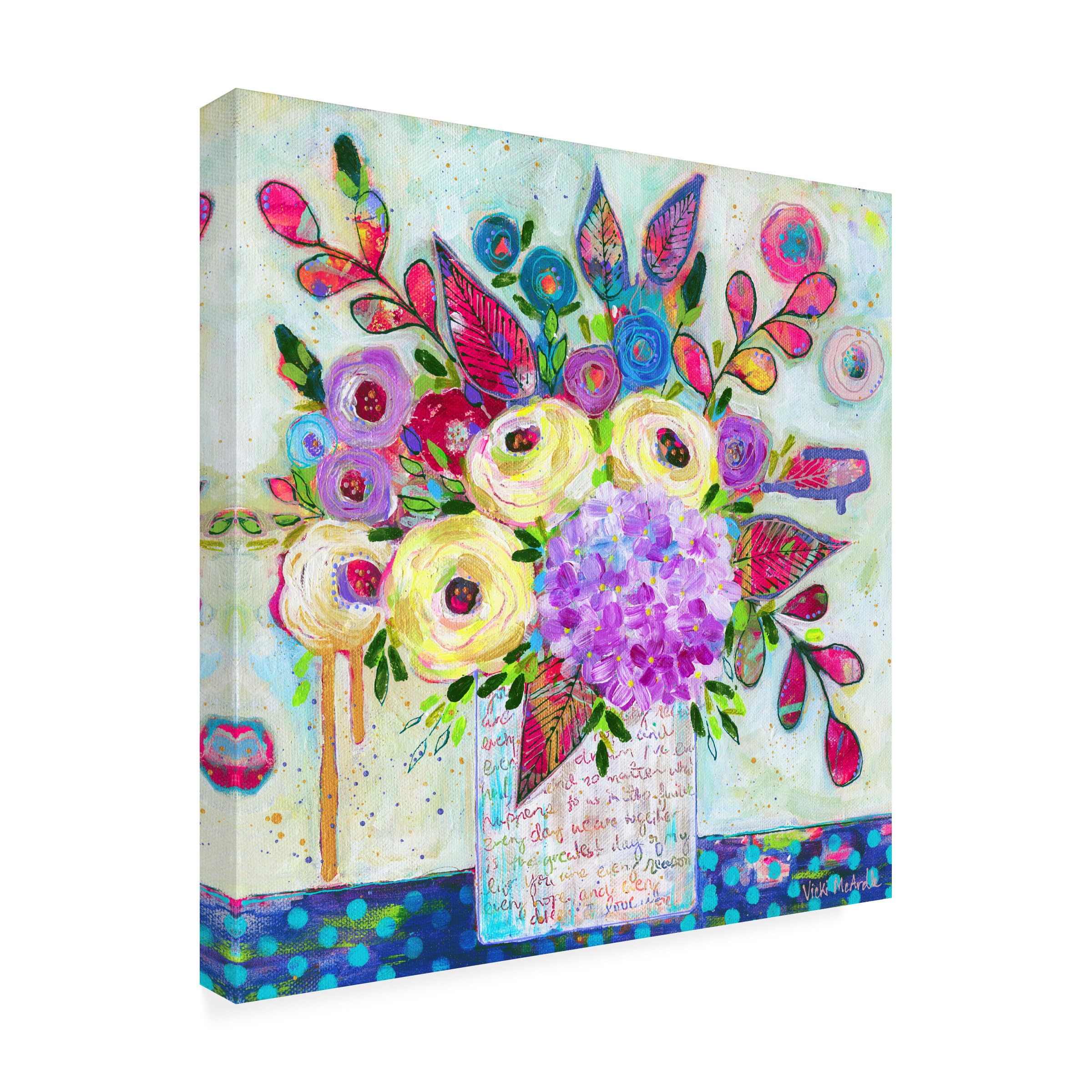 Vicki McArdle 'Love Letter Vase 3' Canvas Wall Art Print - Romantic Home Decor for Living Room, Bedroom & Office