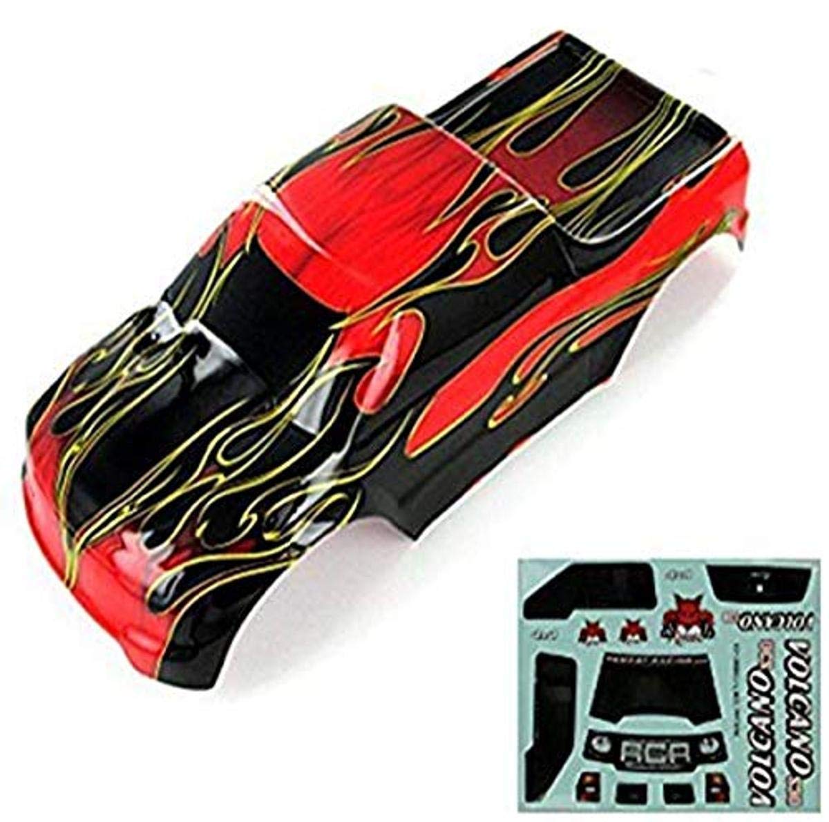 Redcat Racing 88049-R 1/10 Scale RC Truck Body - Red Flame Design for Off-Road Racing & Crawling | Compatible with 1/10 Scale RC Cars & Trucks
