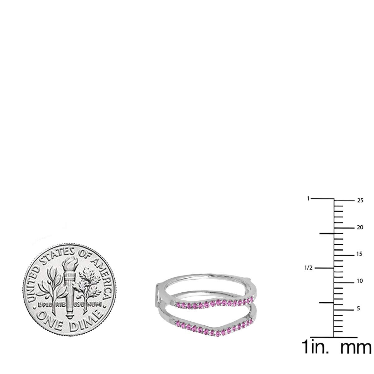 Dazzlingrock 10K White Gold Round Gemstone or Diamond Wedding Enhancer Guard Ring for Women - Perfect for Bridal Jewelry, Anniversary Gifts & Special Occasions