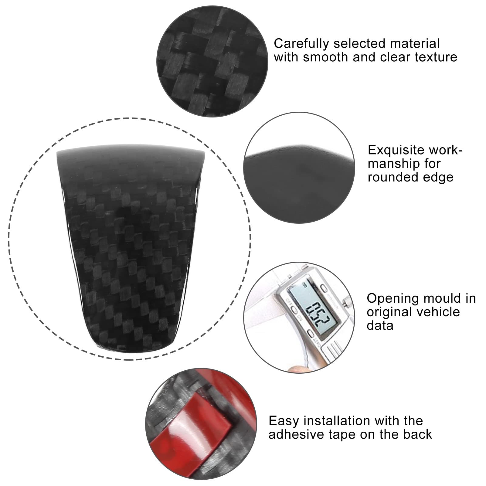 Ymiko Carbon Fiber Gear Shift Knob Cover - Replacement Trim Sticker for Ford Mustang/F150/Focus 2015-2018 Models - Easy Install Car Interior Accessory for Enhanced Driving Experience