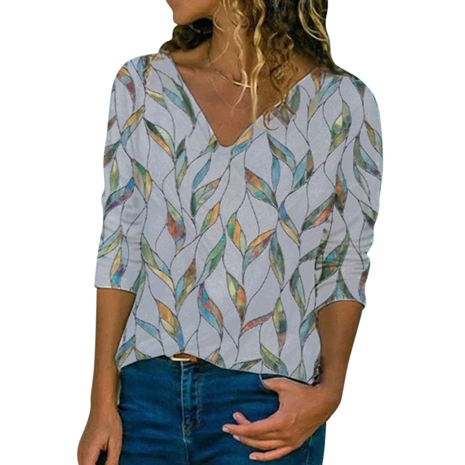 Women's Long Sleeve Floral Printed Henley Tunic Tops - Casual Dress Shirts for Leggings | Perfect for Work, Date Night & Everyday Wear