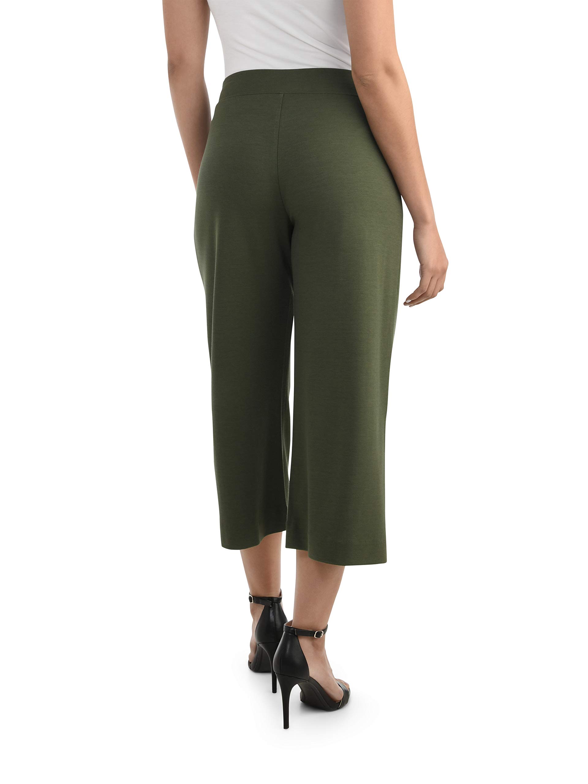 Fruit of the Loom Women's Wide Leg Ponte Cropped Pants - Comfortable Stretchy Work Pants for Office & Casual Wear