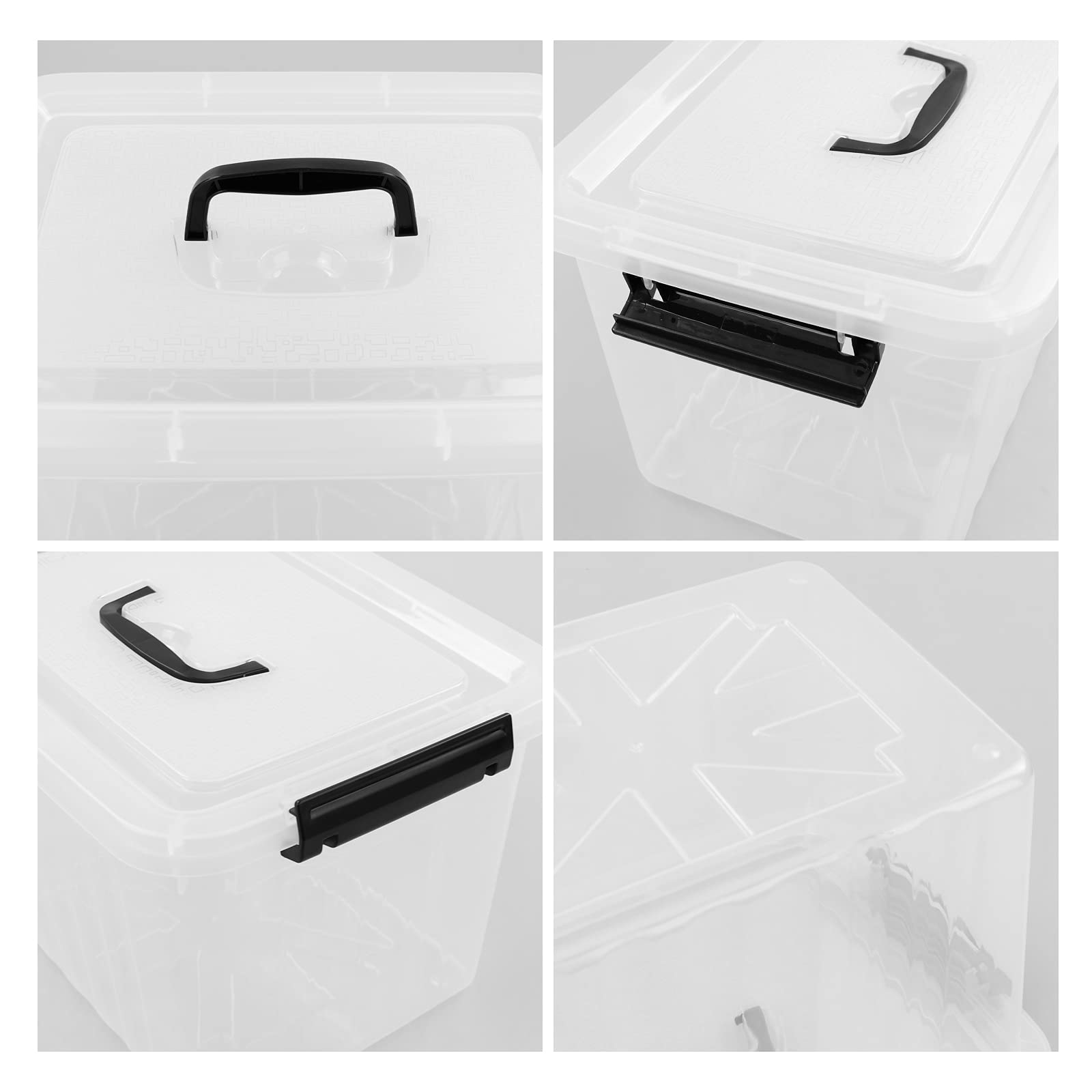 Qskely 6-Pack 10L Clear Plastic Storage Box with Latch & Handle - Organize Toys, Clothes, Office Supplies & Home Decor - Perfect for Closet, Garage, Kids Room & Travel Storage