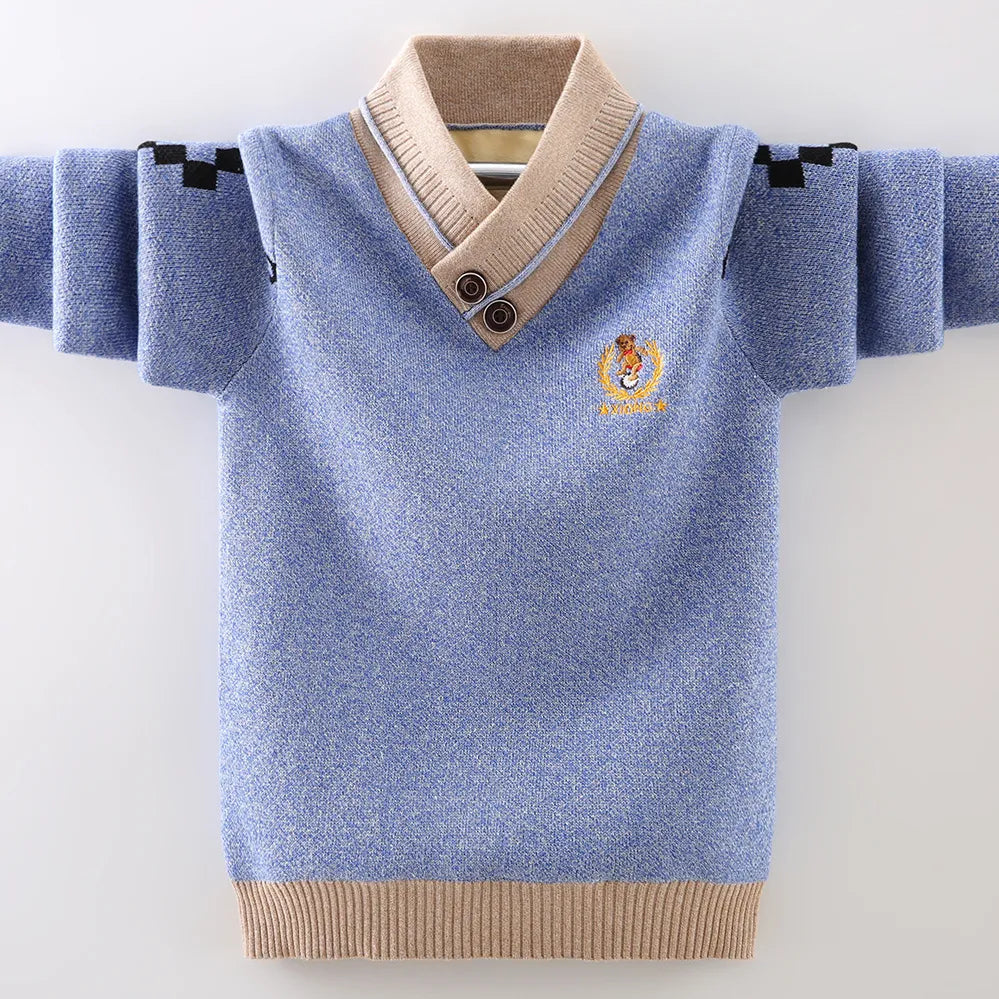Kids' Cotton Knit Pullover Sweater - Warm Winter Clothes for Boys & Girls | Cozy Outfit for School, Play & Outdoor Activities