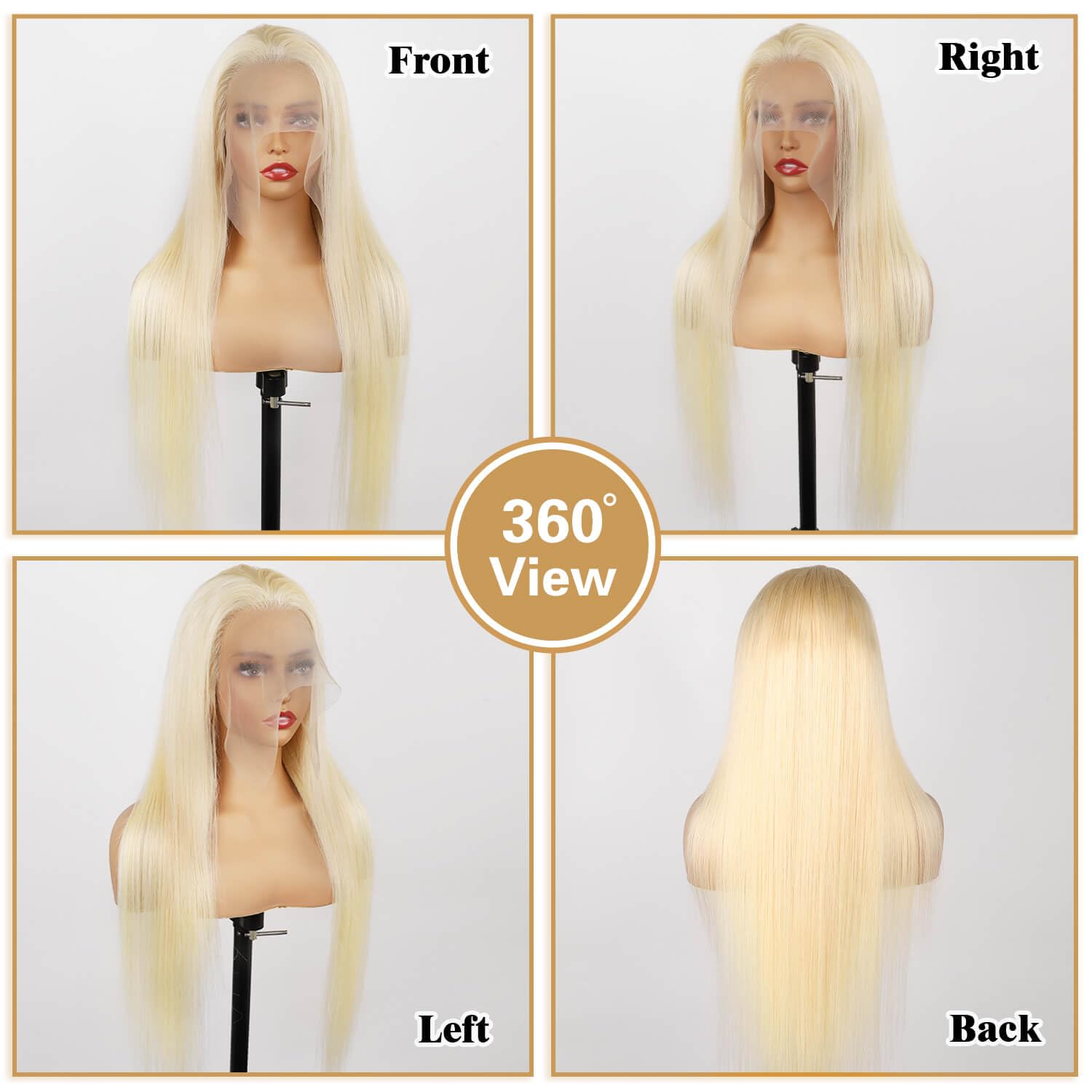 BZN 613 Blonde Lace Front Wig - 13x6 Human Hair Straight Wig 28 Inch 200 Density - Pre Plucked with Baby Hair for Natural Look | Perfect for Daily Wear, Cosplay, and Special Occasions