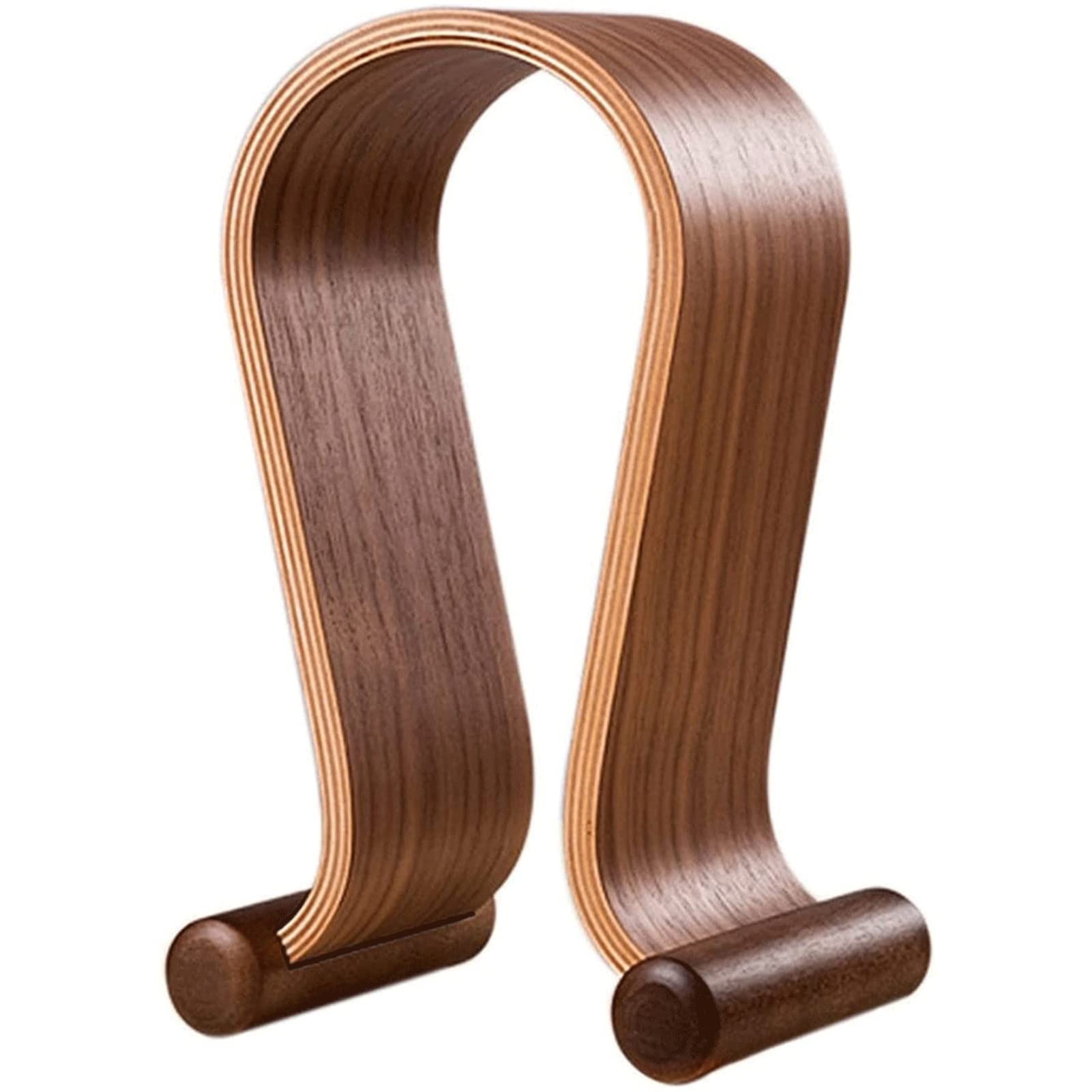 Premium Walnut Wood Headphone Stand Holder - Feijia Desk Headset Hanger Hook for Home Office Studio & Bedroom | Durable Headrest Organizer for Gaming, Work & Music Setup