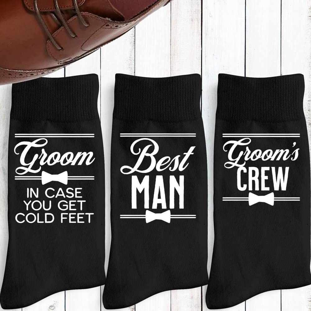 Funny Groomsmen Socks for Men - 100% Cotton Crew Socks - Best Man & Wedding Proposal Gifts - Perfect for Bachelor Parties & Bridal Showers