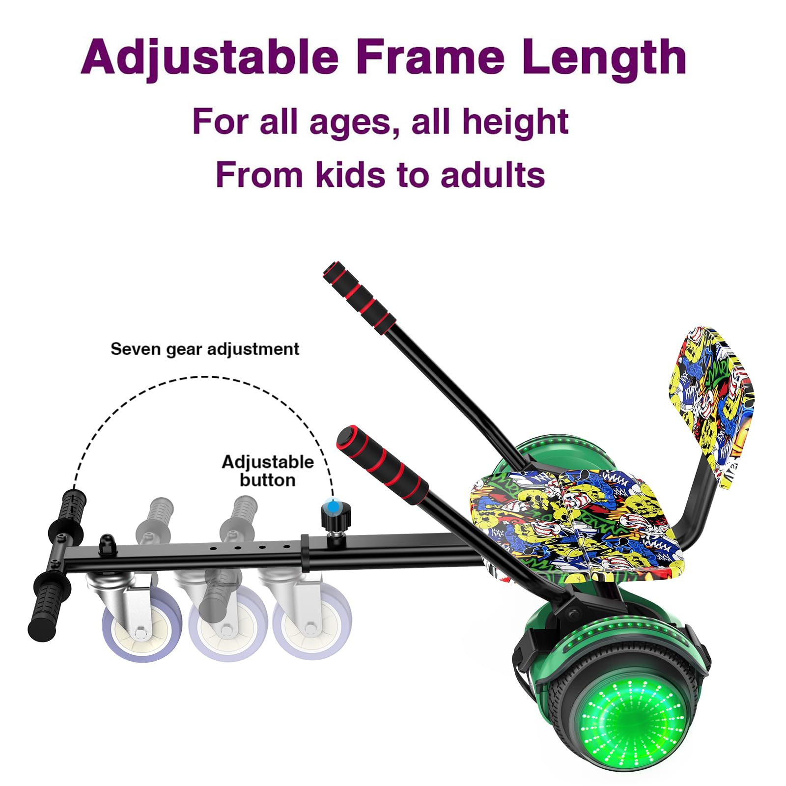 Hoverboard Seat Attachment - Convert Hoverboard into Go Kart for Kids & Adults - Perfect for Outdoor Fun, Racing & Backyard Adventures