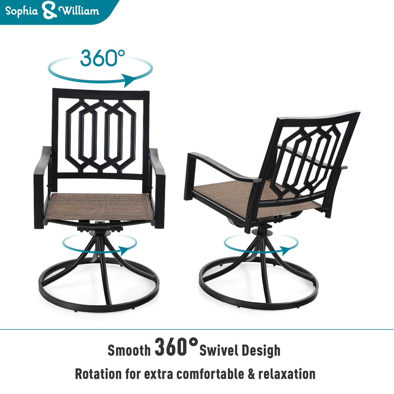 Sophia & William 7-Piece Outdoor Dining Set with 6 Swivel Textilene Chairs & Rectangle Table - Modern Patio Furniture for Poolside, Backyard, Porch | Perfect for Outdoor Entertaining & Relaxation