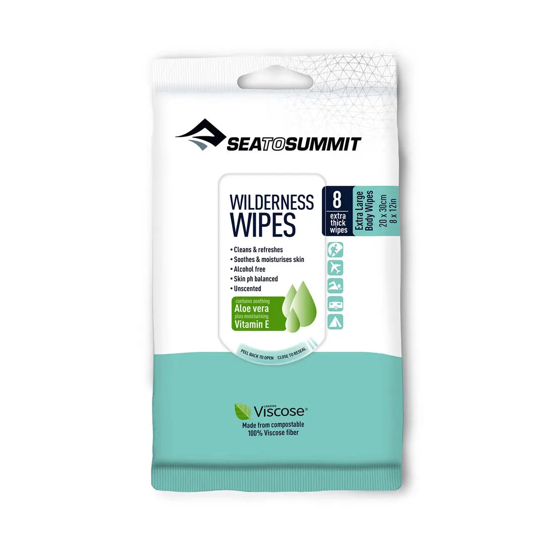 Sea To Summit XLarge Wilderness Wipes - Biodegradable Camping & Hiking Wet Wipes for Outdoor Adventures, Travel & Emergency Preparedness - Perfect for Backpacking, Hiking, Camping & Travel Hygiene