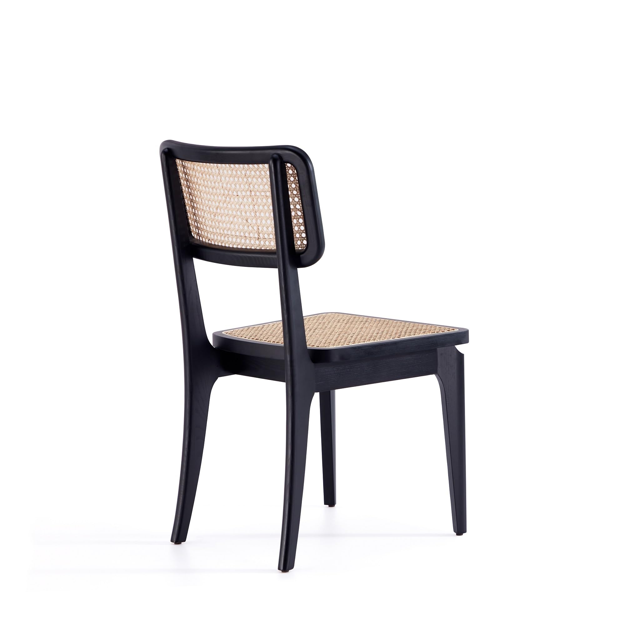 Giverny Rattan Wicker Cane Outdoor Dining Chairs Set of 4 - Black & Natural Cane Side Chairs for Patio, Restaurant, Bistro, Cafe, Pub & Indoor Dining Room - Weather-Resistant Rattan Furniture for Outdoor Entertaining & Al Fresco Dining