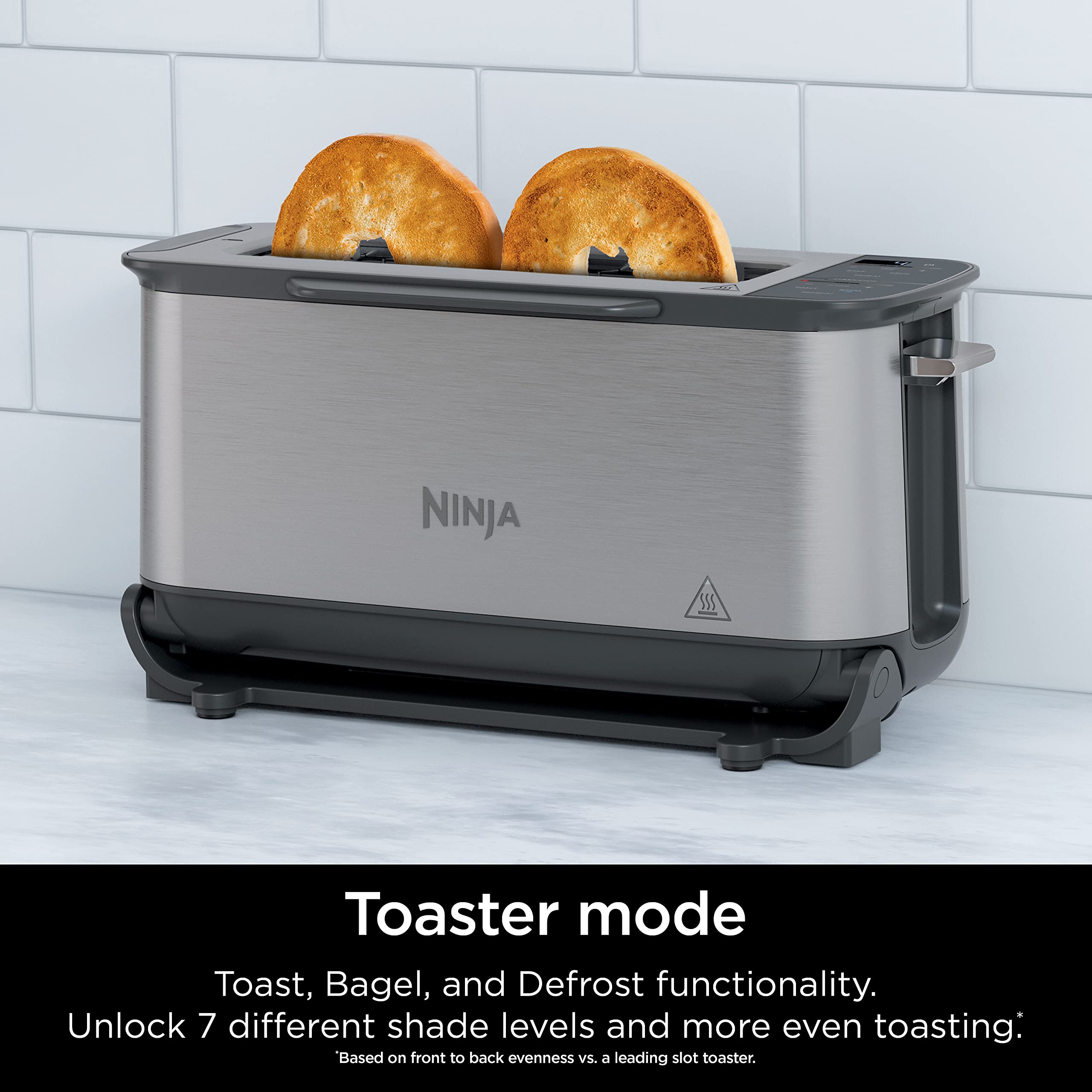 Ninja ST101 Foodi 2-in-1 Flip Toaster Oven - 2-Slice Compact Toaster with 6 Functions (Reheat, Defrost, Snack Maker) - 1500W Stainless Steel Countertop Appliance - Perfect for Breakfast, Quick Meals & Small Kitchen Spaces