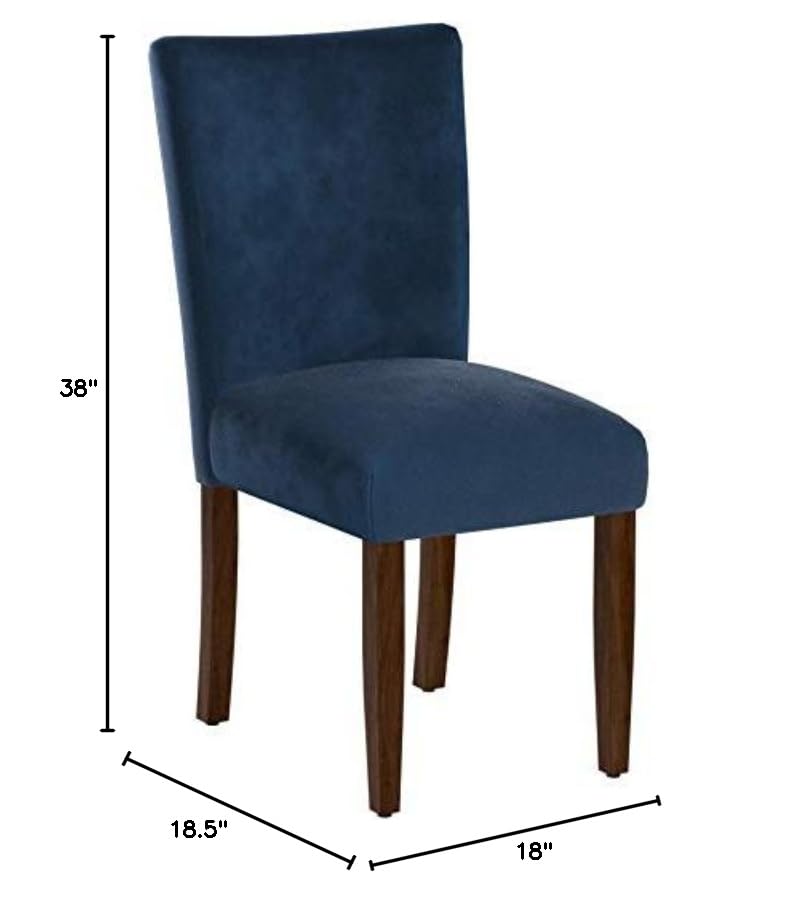 HomePop Parsons Classic Upholstered Accent Dining Chairs, Set of 2, Navy Velvet - Elegant Modern Kitchen & Dining Room Seating for Home Decor