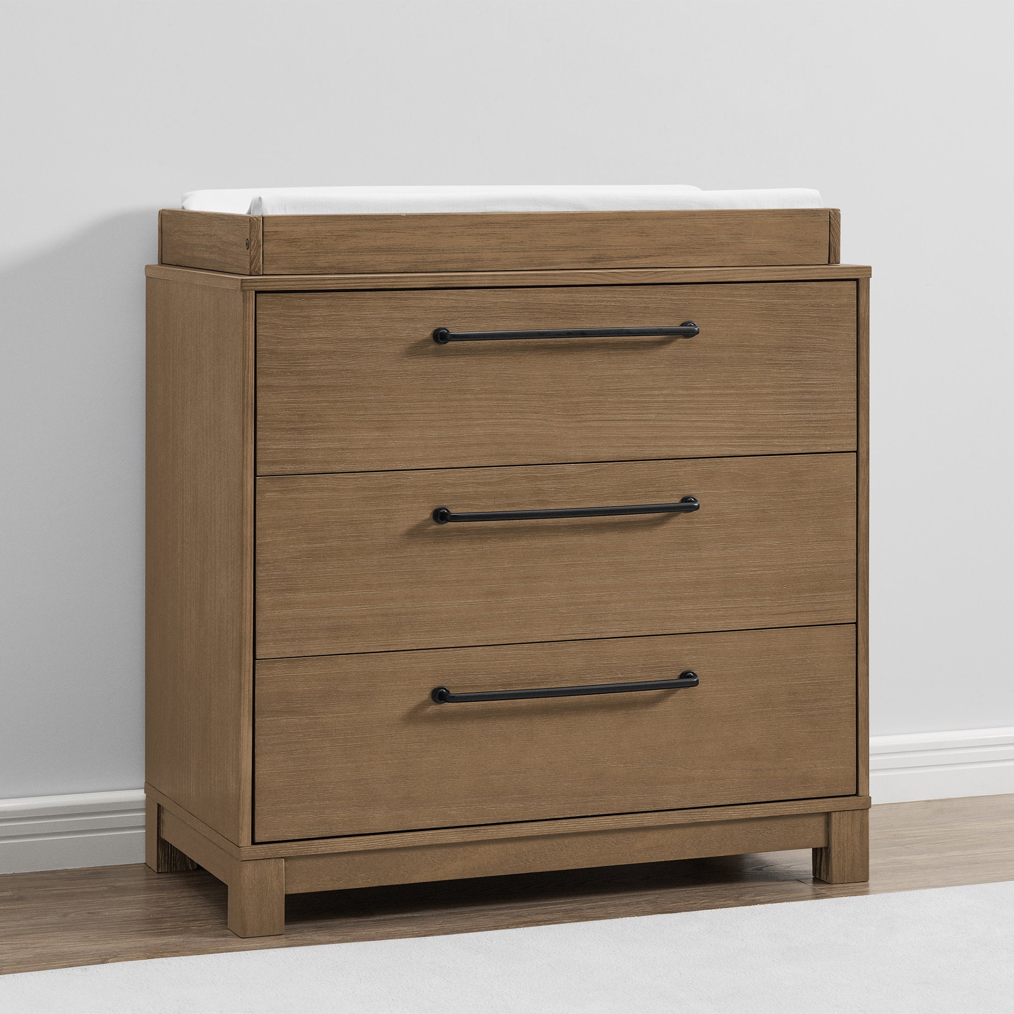 Rustic 3-Drawer Wooden Dresser with Interlocking Drawers - Perfect for Bedroom Storage & Farmhouse Decor