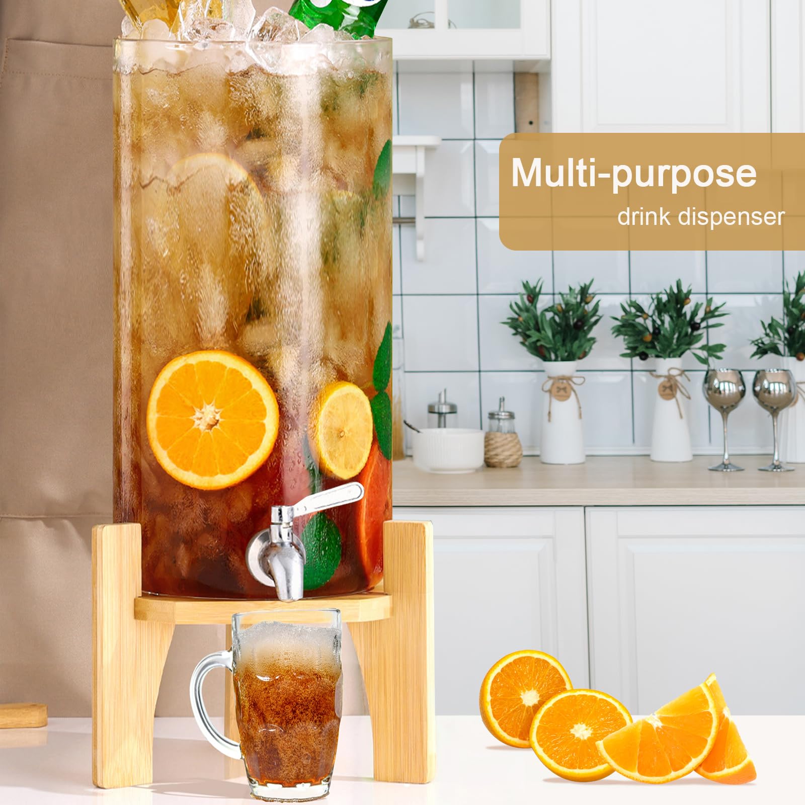 2.9 Gallon Glass Drink Dispenser with Spigot - Large Beverage Dispenser for Parties, Bars & Restaurants | Perfect for Serving Cold & Hot Drinks at Events, Weddings & Catering