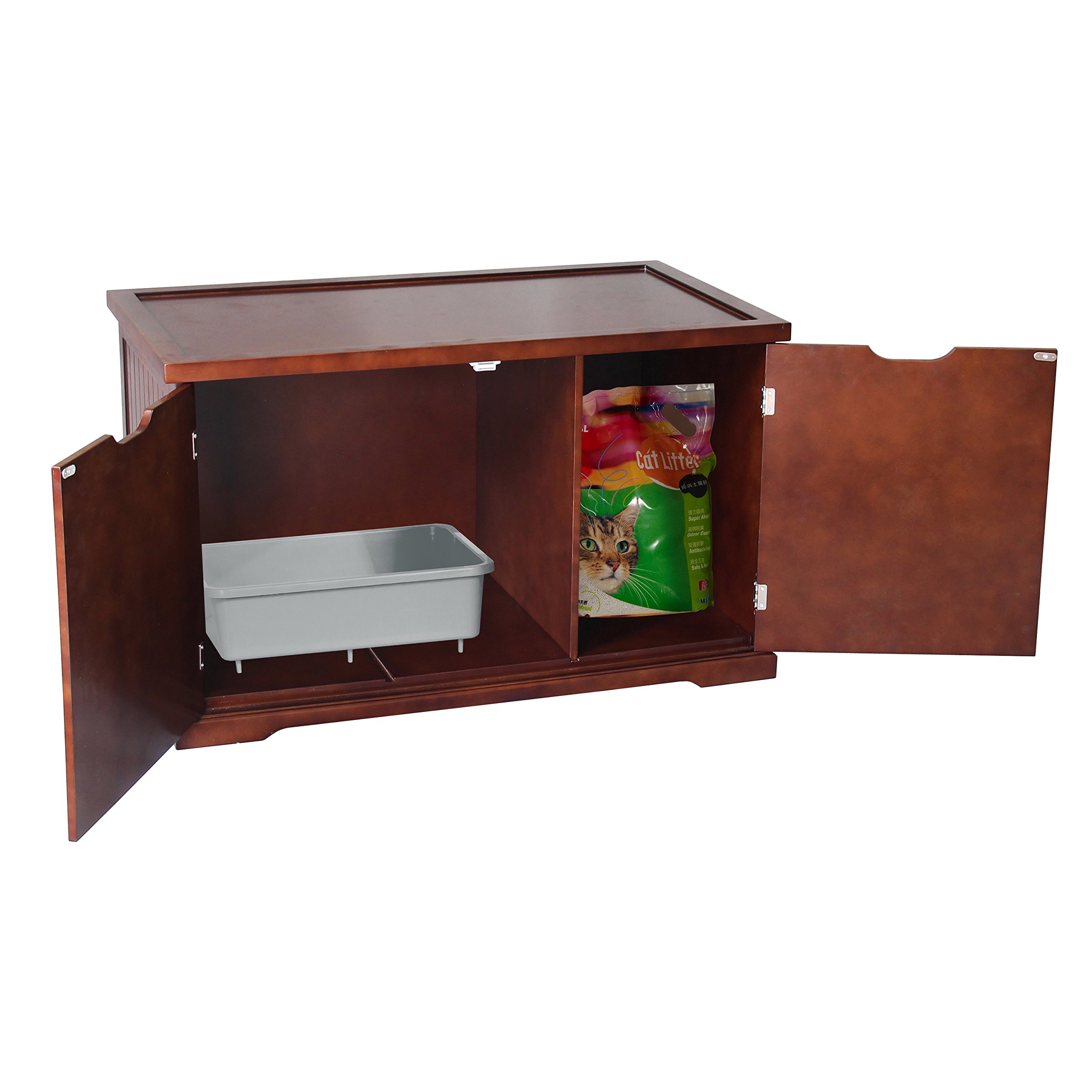 Merry Pet Cat Washroom Bench - Foldable Cat Litter Box Enclosure with Storage Shelf for Small Spaces | Perfect for Apartments & Bathrooms