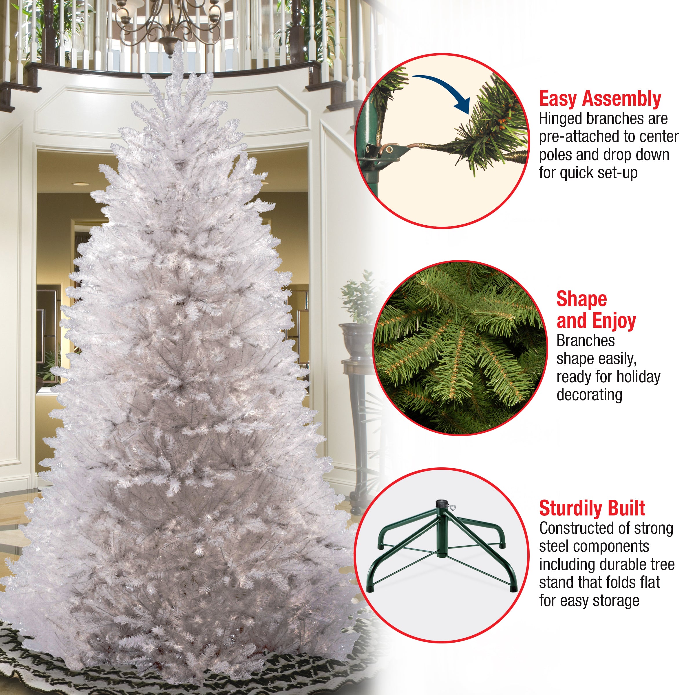 7 ft. Dunhill White Fir Artificial Christmas Tree - Premium Realistic Holiday Decor for Home, Office & Party