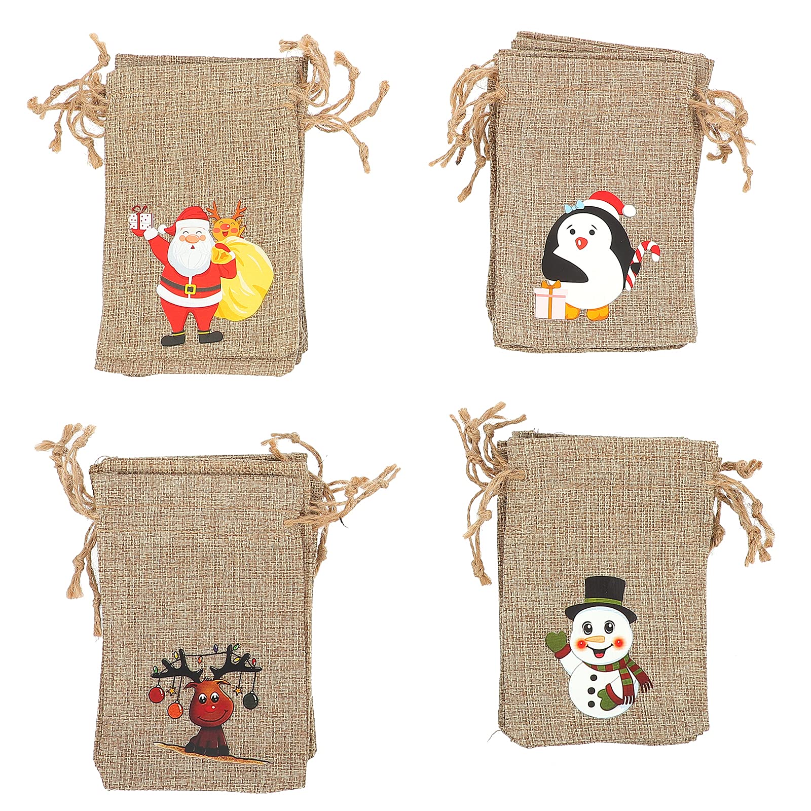 LUOZZY 24Pcs Christmas Candy Bags - Premium Linen Pouch for Holiday Desserts & Party Favors | Perfect for Christmas Gift Exchange, Stocking Stuffers & Holiday Treat Packaging