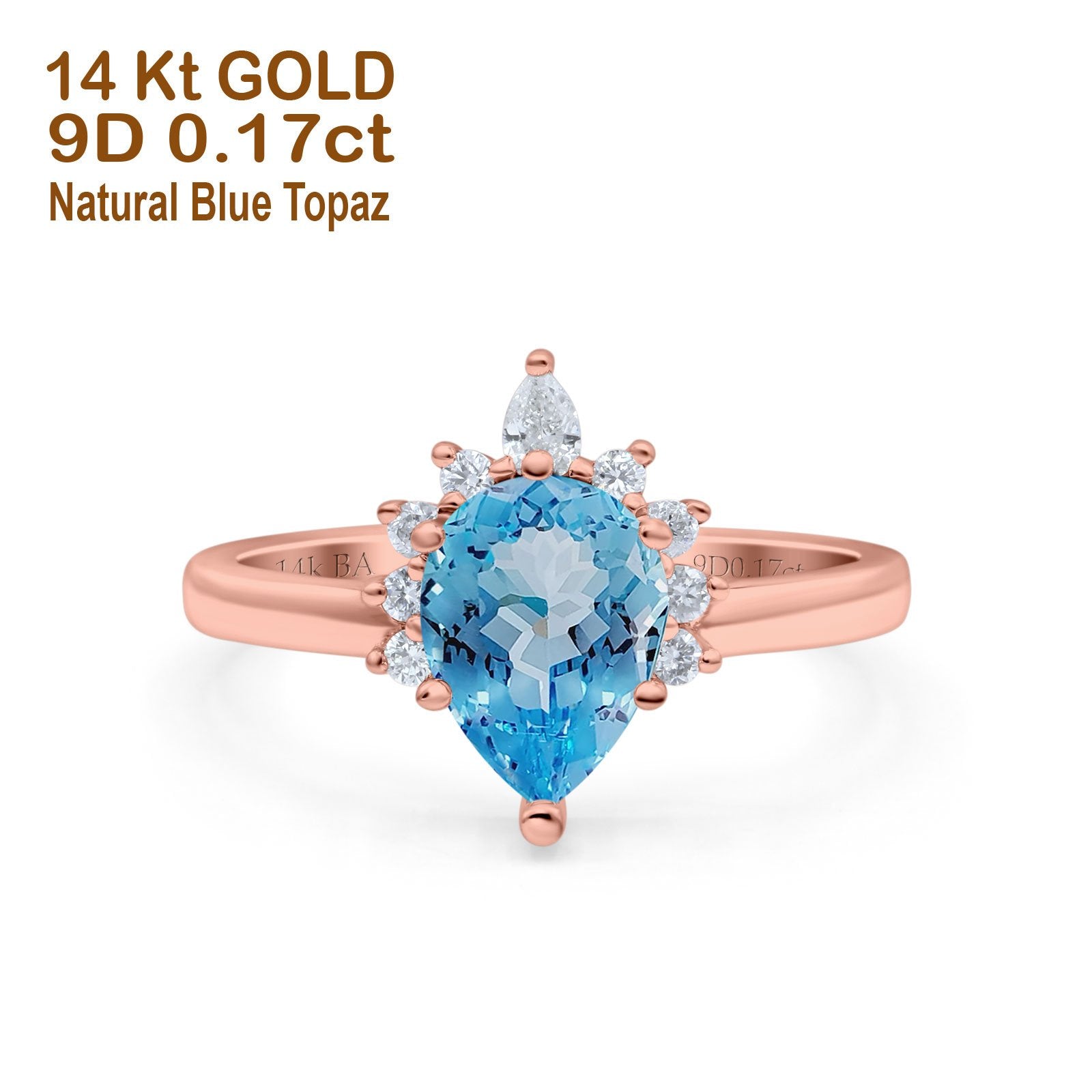 Rose Gold Natural Blue Topaz