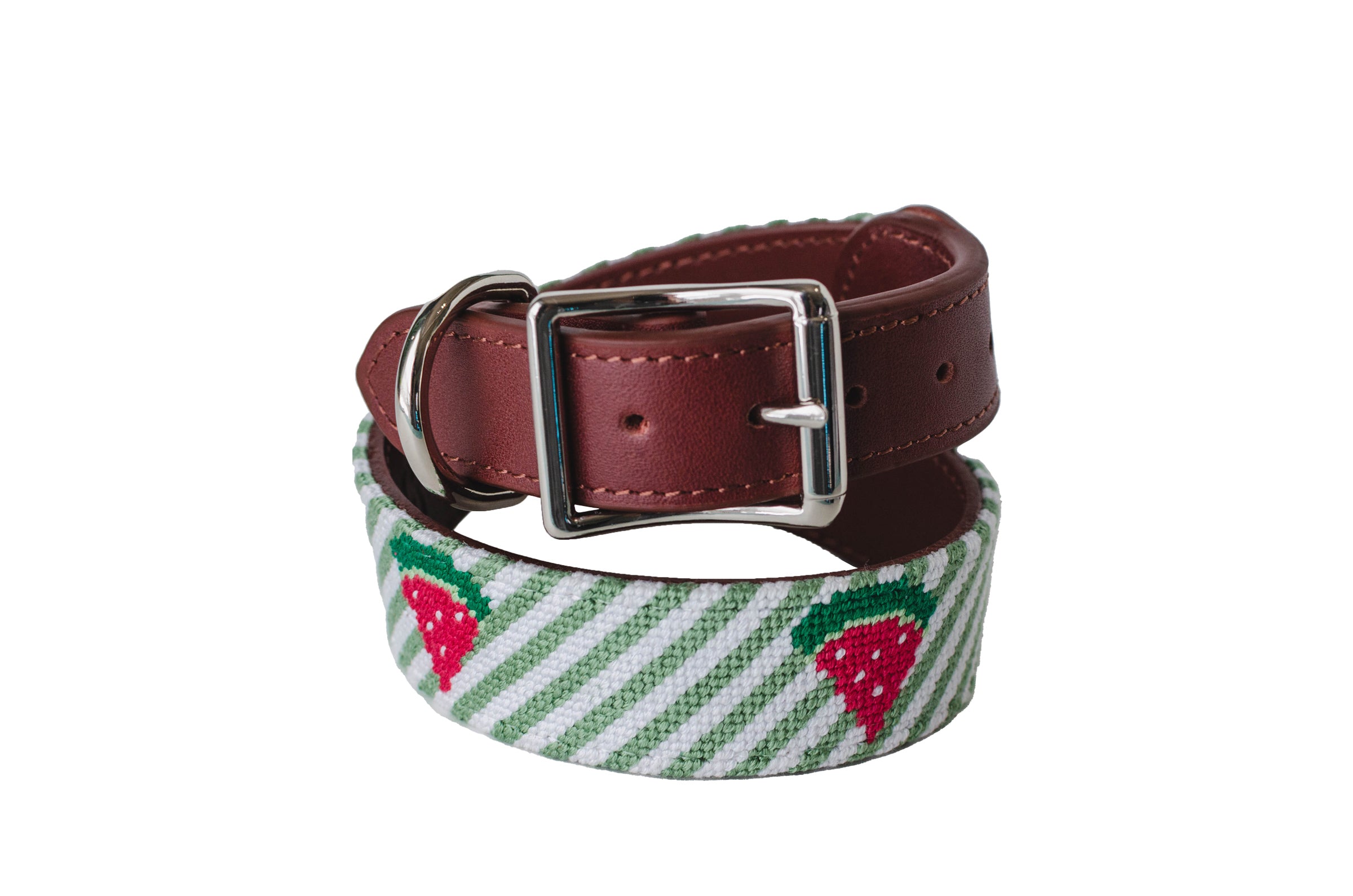 Handmade Watermelon Needlepoint Dog Collar - Adjustable Pet Collar for Small Medium Dogs - Summer Fashion Accessory for Walks & Outdoor Adventures