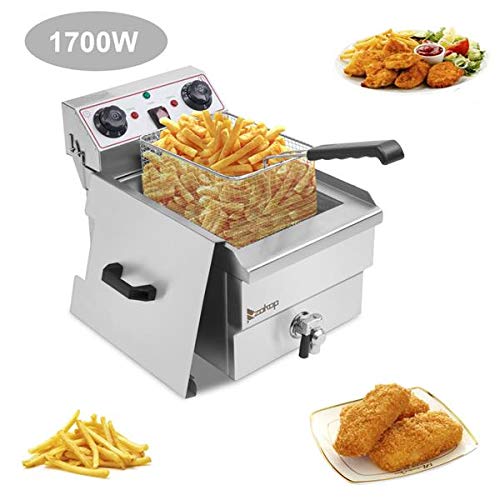 Professional 12.5QT Stainless Steel Electric Deep Fryer with Basket - Oil Filtration System, Adjustable Thermostat & Timer - Easy to Clean Commercial Deep Fryer for Home Kitchen, Restaurants & Catering Events